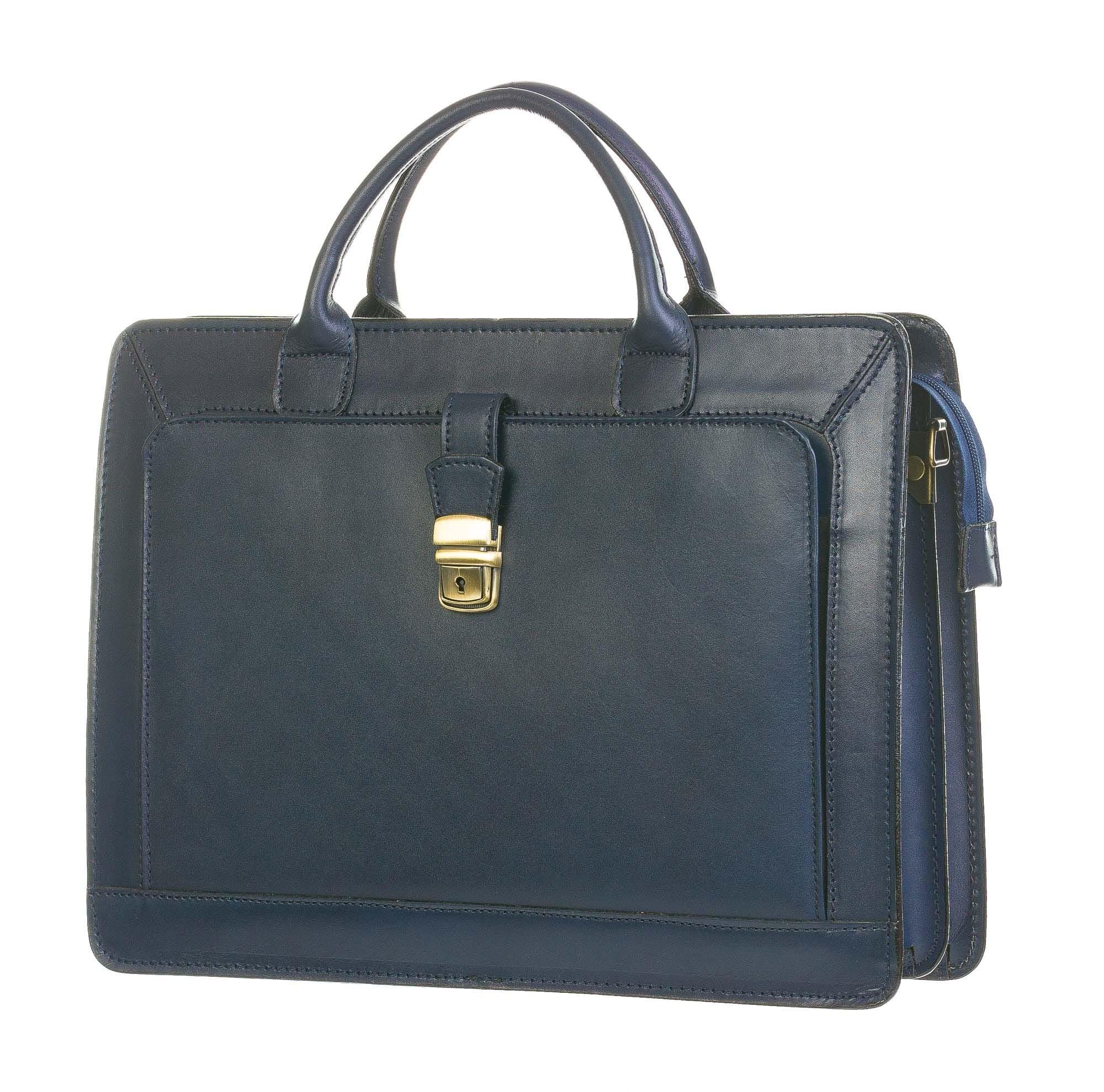 Cartella ufficio / lavoro in vera pelle CHIAROSCURO mod. PATRIZIO colore BLU Made in Italy.
