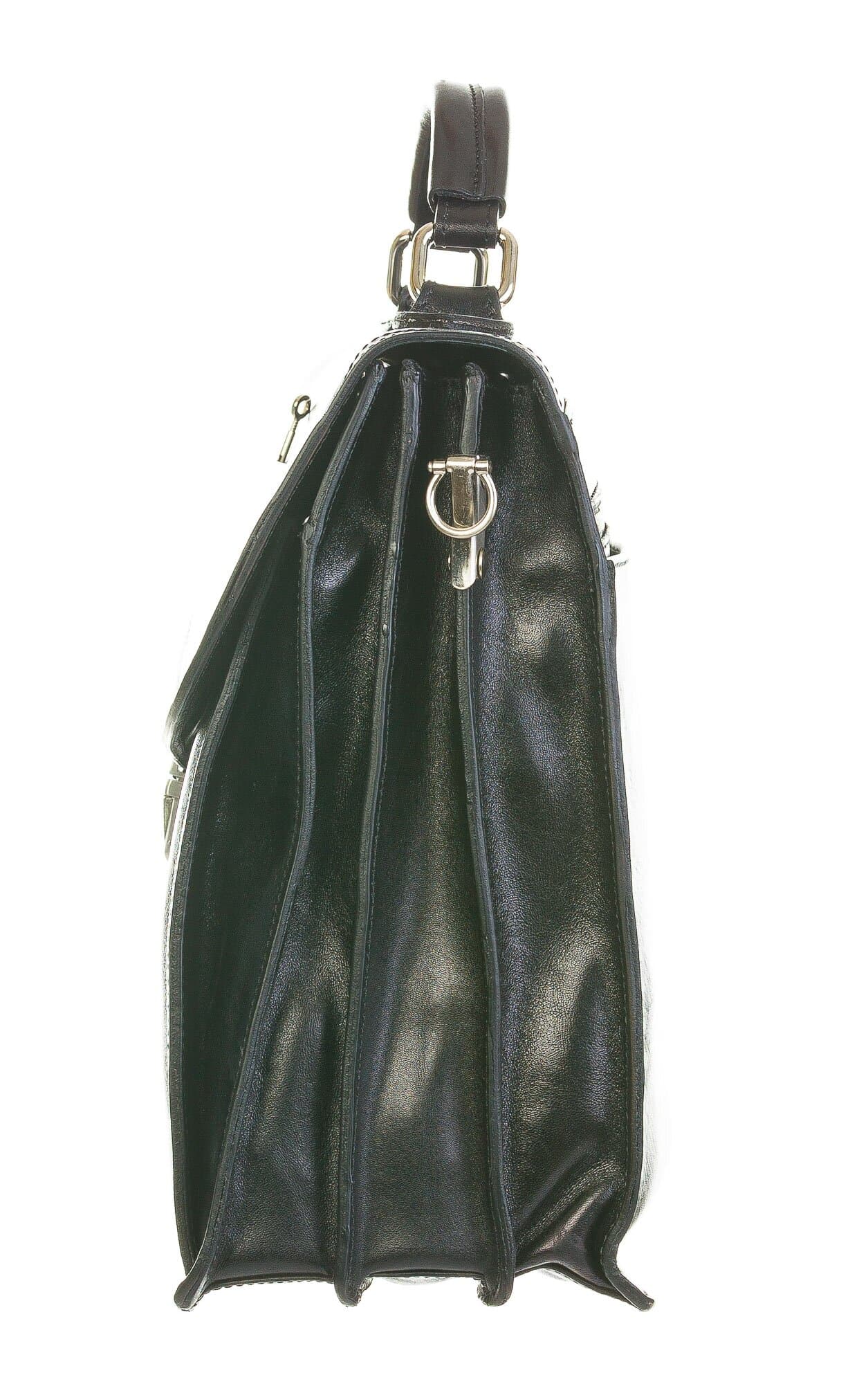 ERCOLE XXL : cartella ufficio / borsa lavoro, uomo / donna, in cuoio, colore : NERO, Made in Italy