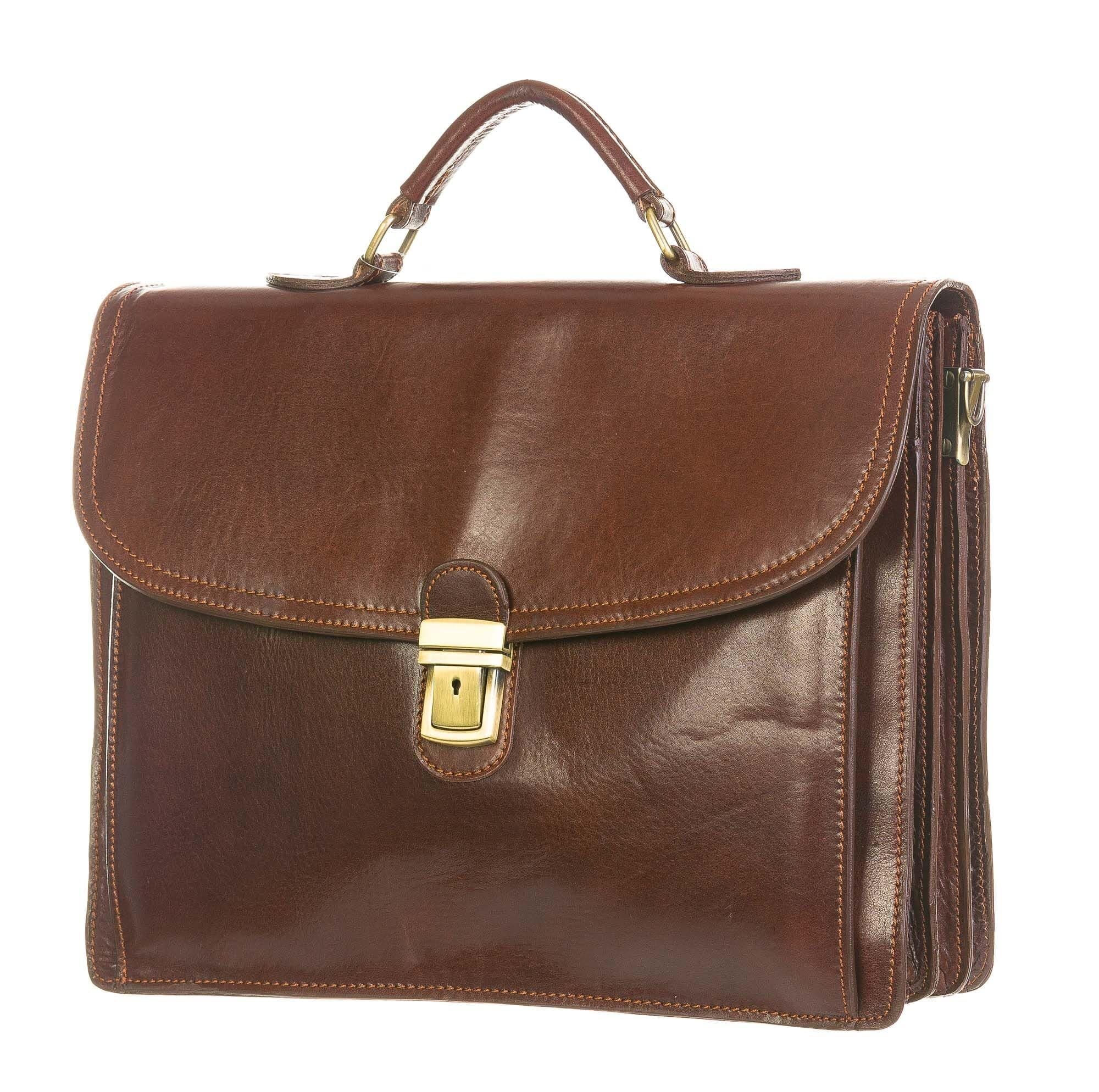 ERCOLE : briefcase / office bag, man / woman, buffered leather, color : BROWN, Made in Italy