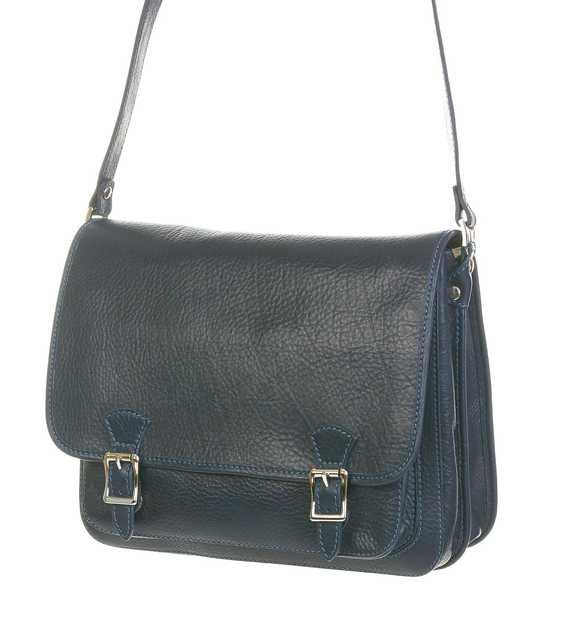 Borsa uomo in vera pelle CHIAROSCURO mod. LORY, colore BLU, Made in Italy.