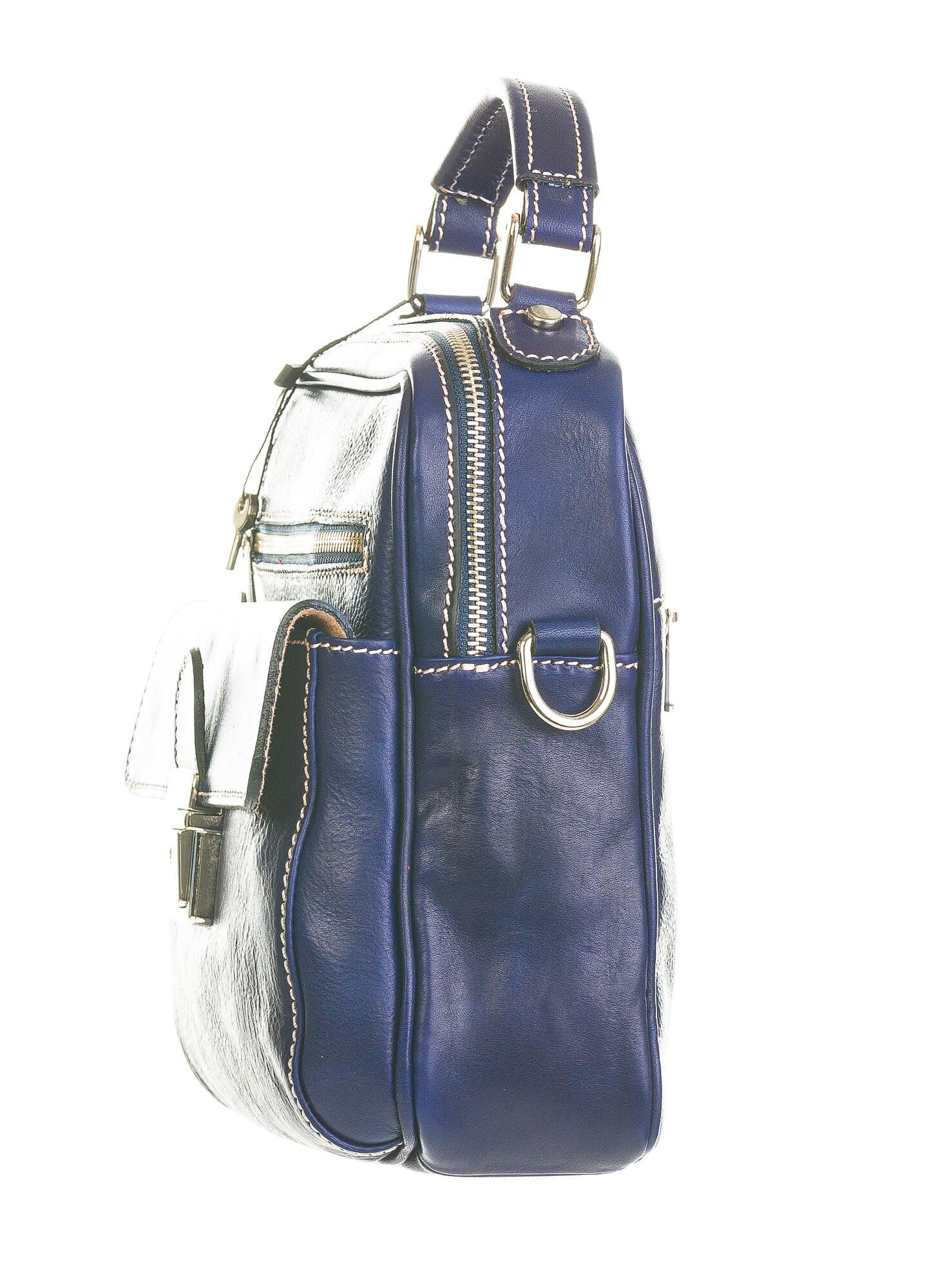 Borsa a mano/tracolla da uomo in vera pelle RAOUL, colore BLU, CHIAROSCURO, Made in Italy