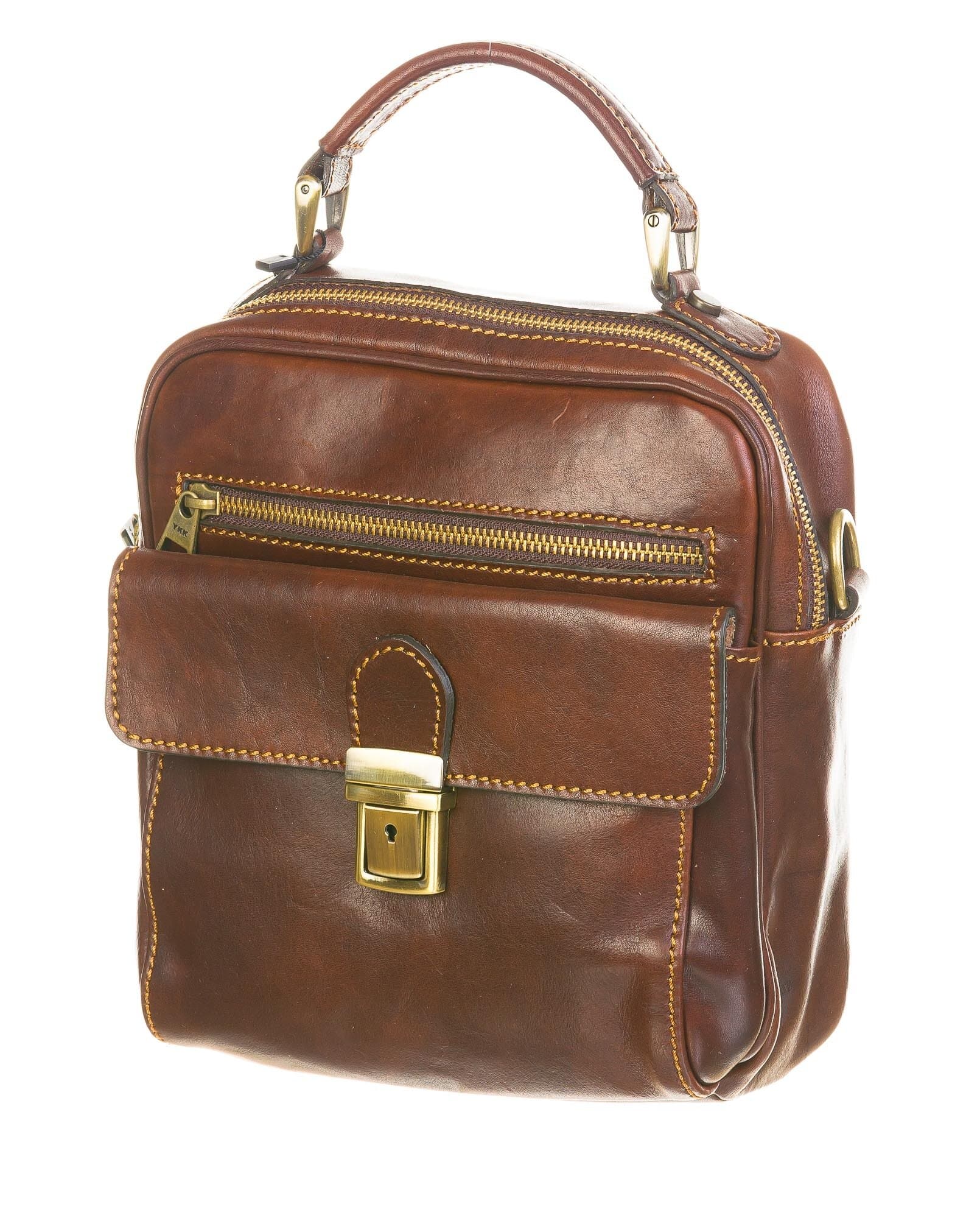 Borsa a mano/tracolla da uomo in vera pelle RAOUL, colore TESTA DI MORO, CHIAROSCURO, Made in Italy
