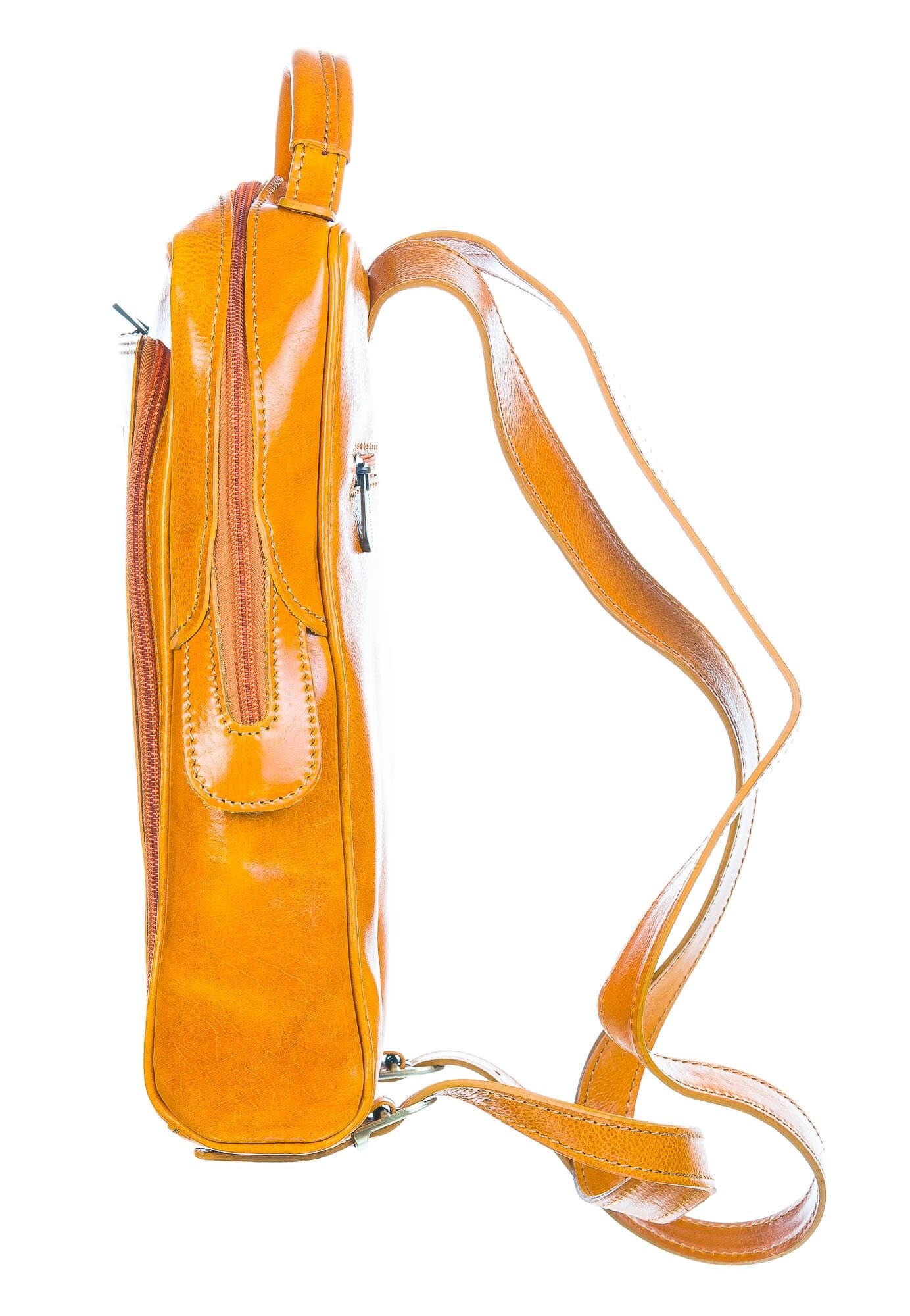 Borsa zaino in vera pelle CHIAROSCURO mod. MONTE BIANCO colore GIALLO, Made in Italy.