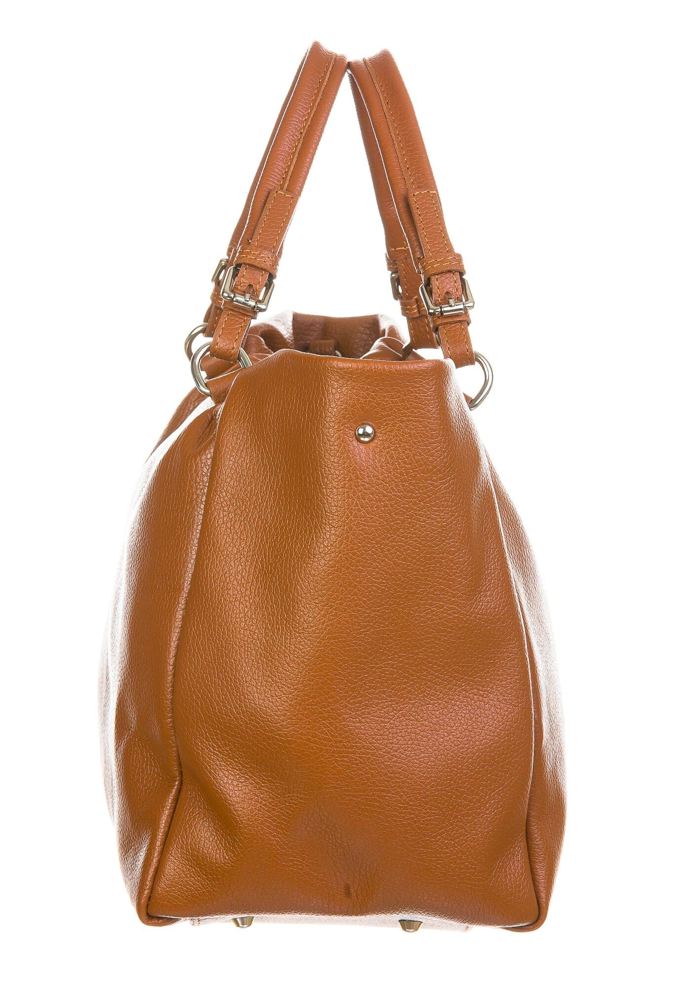 Borsa donna ELODY a spalla in vera pelle morbida, Colore MIELE, CHIAROSCURO Made in Italy