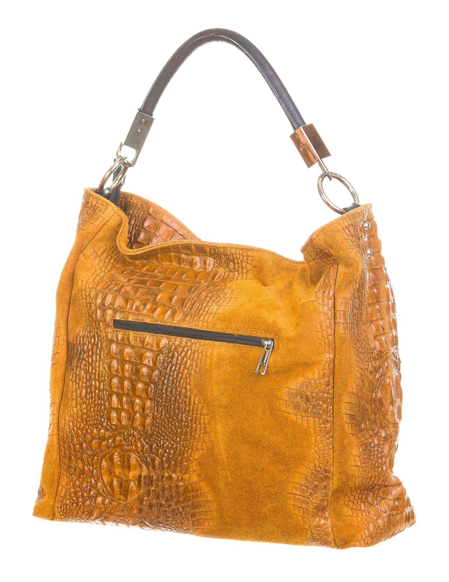 Borsa donna in vera pelle mod. DORIS, colore MIELE, CHIAROSCURO, Made in Italy