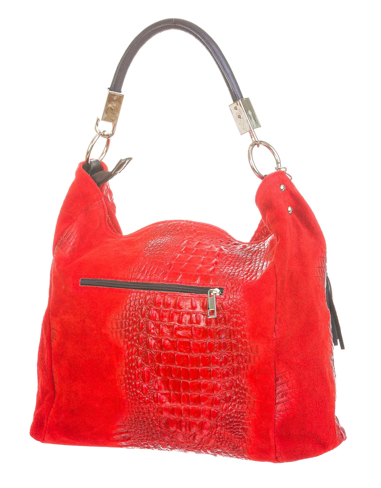 Borsa donna in vera pelle mod. DORIS, colore ROSSO, CHIAROSCURO, Made in Italy