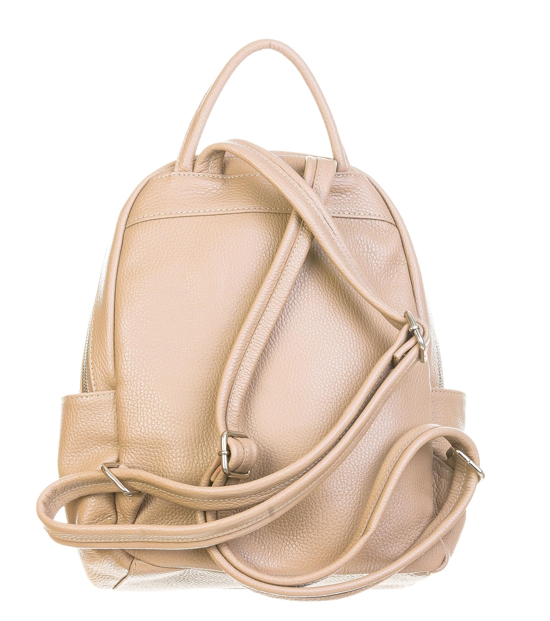 Borsa zaino donna in vera pelle MONTE VELINO, colore TAUPE, CHIAROSCURO, Made in Italy