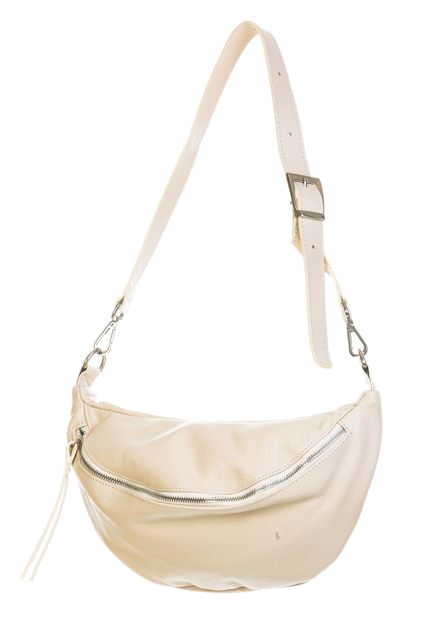 Borsa a marsupio da donna in vera pelle, MOIRA MEDIUM, colore beige, CHIAROSCURO, Made in Italy