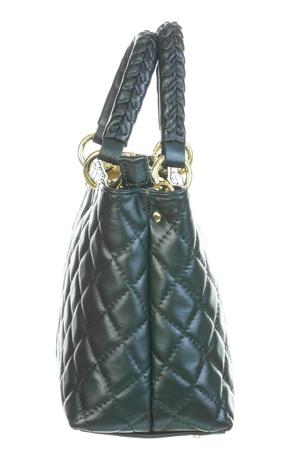 Borsa da donna in vera pelle CAMILLA SMALL, colore NERO, CHIAROSCURO, Made in Italy