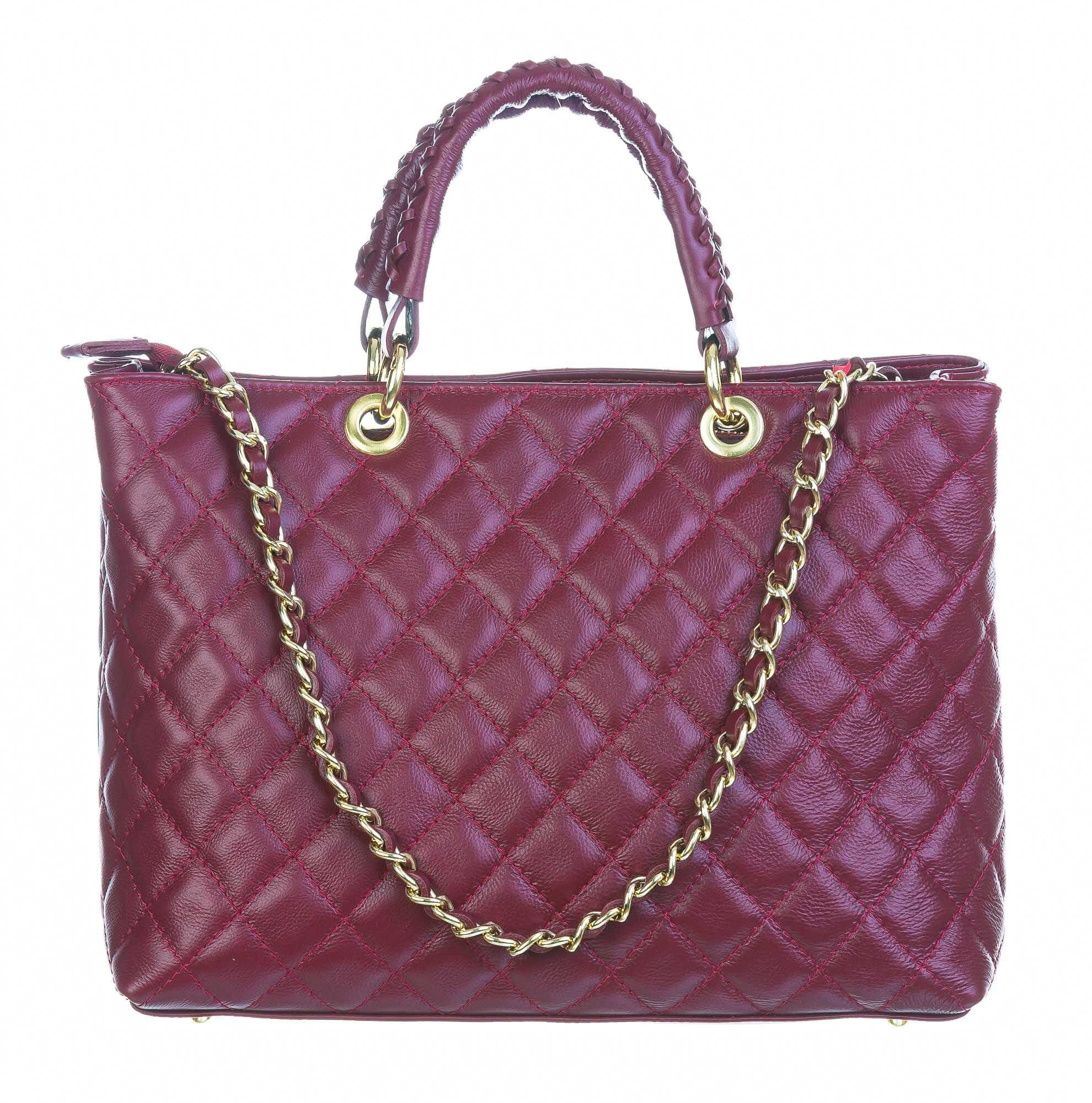 Borsa da donna in vera pelle CAMILLA SMALL, colore BORDEAUX, CHIAROSCURO, Made in Italy
