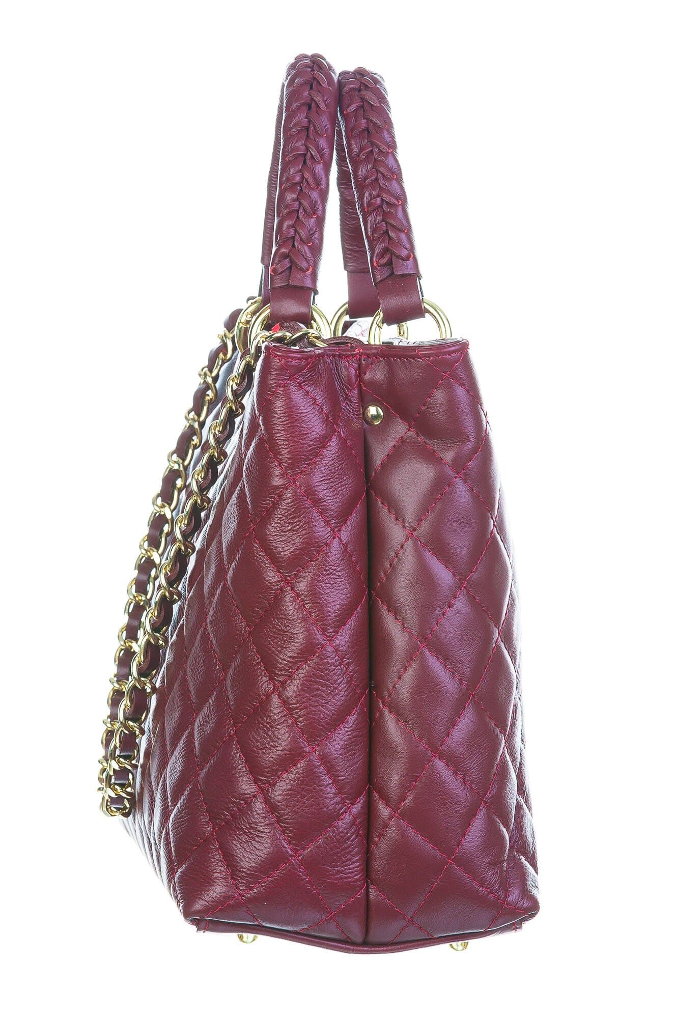 Borsa da donna in vera pelle CAMILLA SMALL, colore BORDEAUX, CHIAROSCURO, Made in Italy