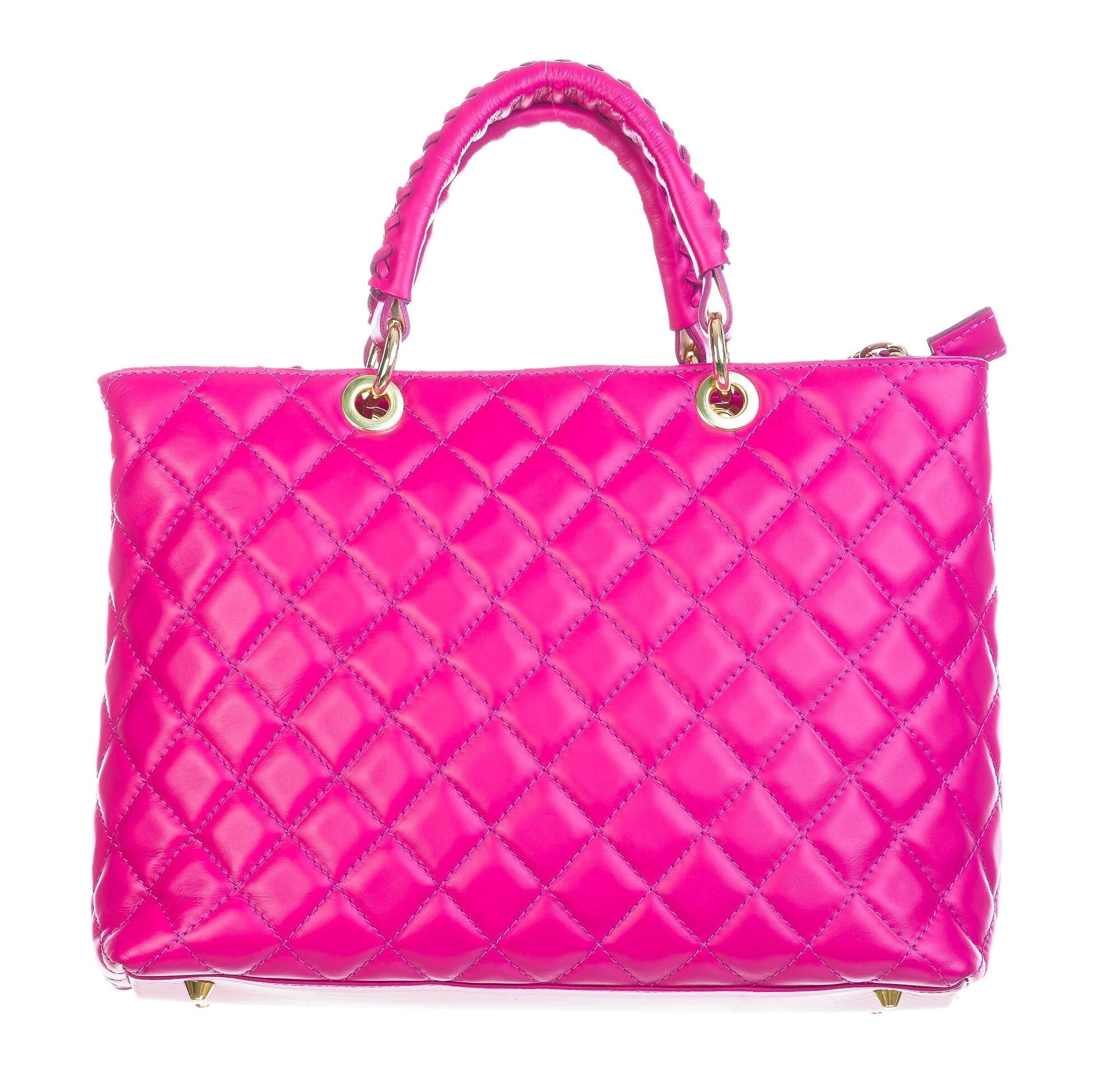 Borsa da donna in vera pelle CAMILLA MAXI, colore FUCSIA, CHIAROSCURO, Made in Italy