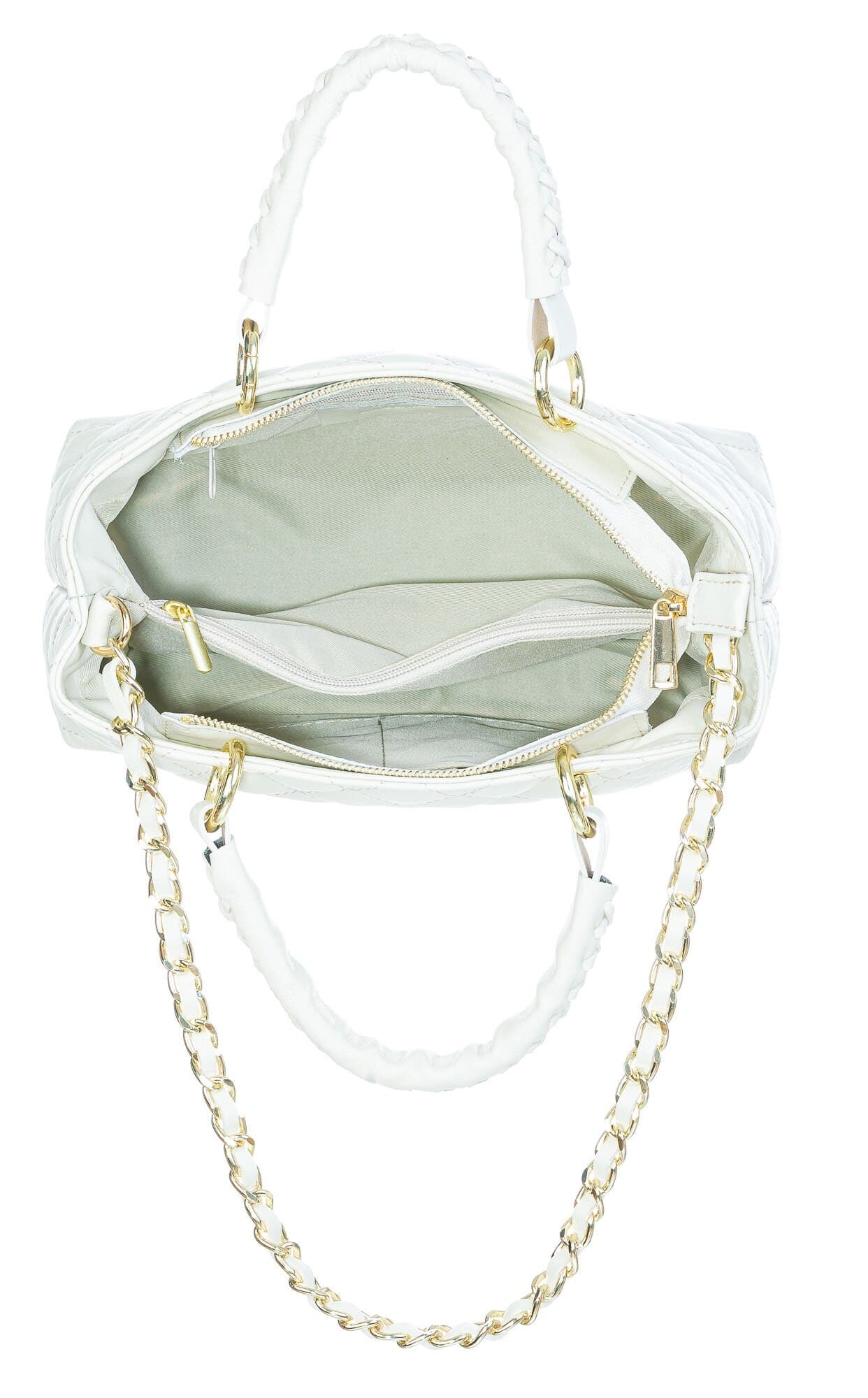 Borsa da donna in vera pelle CAMILLA MAXI, colore BIANCO, CHIAROSCURO, Made in Italy