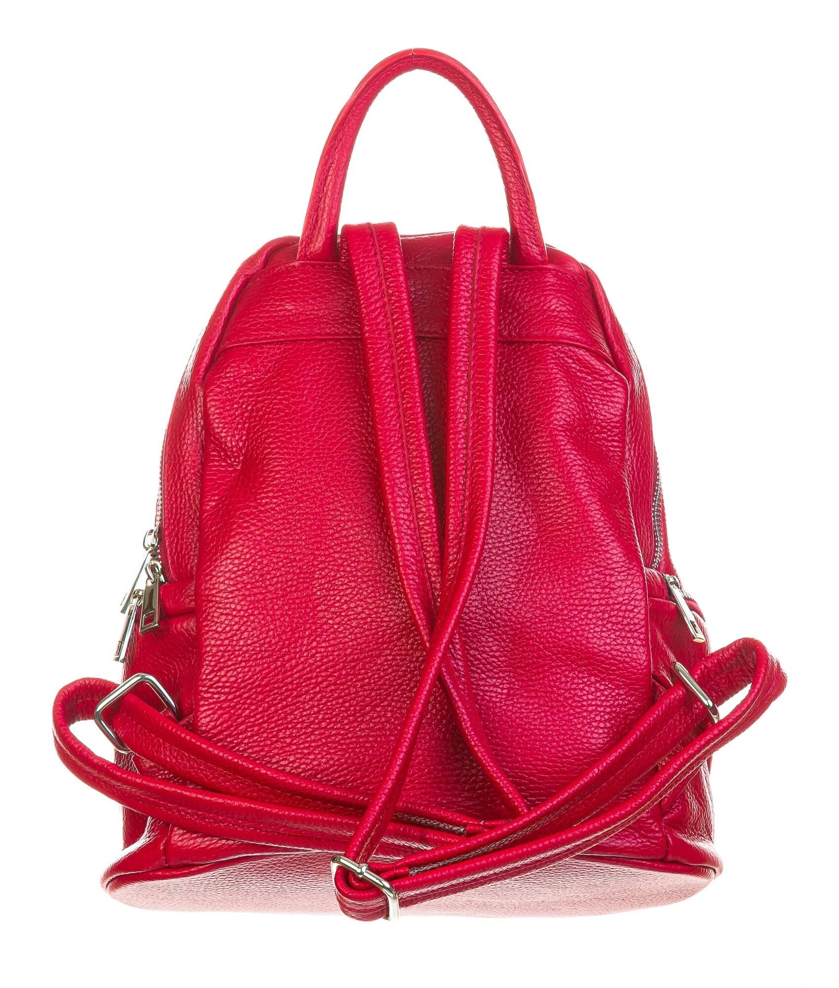 Zaino in vera pelle CHIAROSCURO mod. Monte Argentella, colore ROSSO, Made in Italy