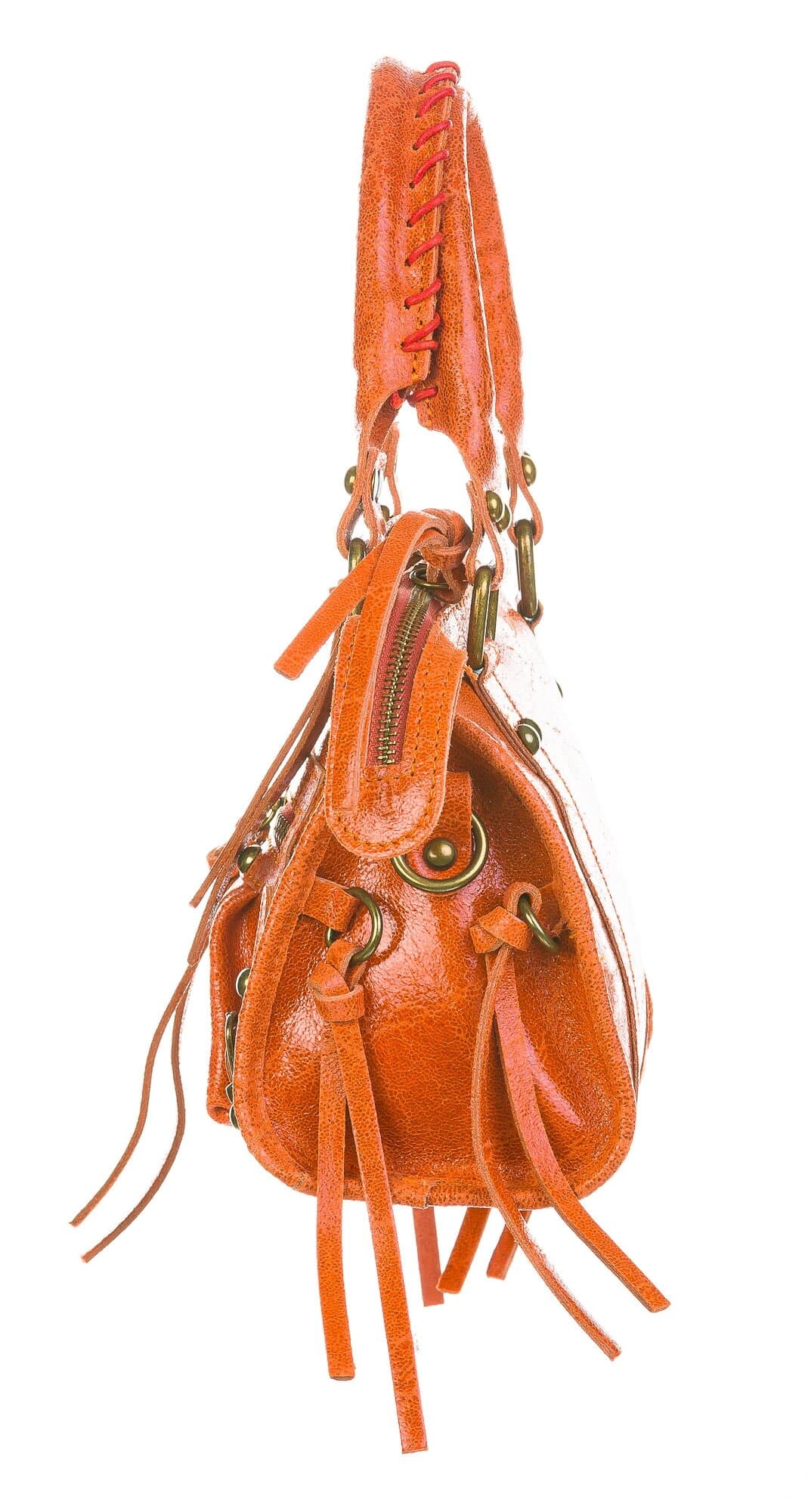 Borsa a tracolla da donna in vera pelle BELINDA SMALL, colore ARANCIONE, CHIAROSCURO, Made in Italy