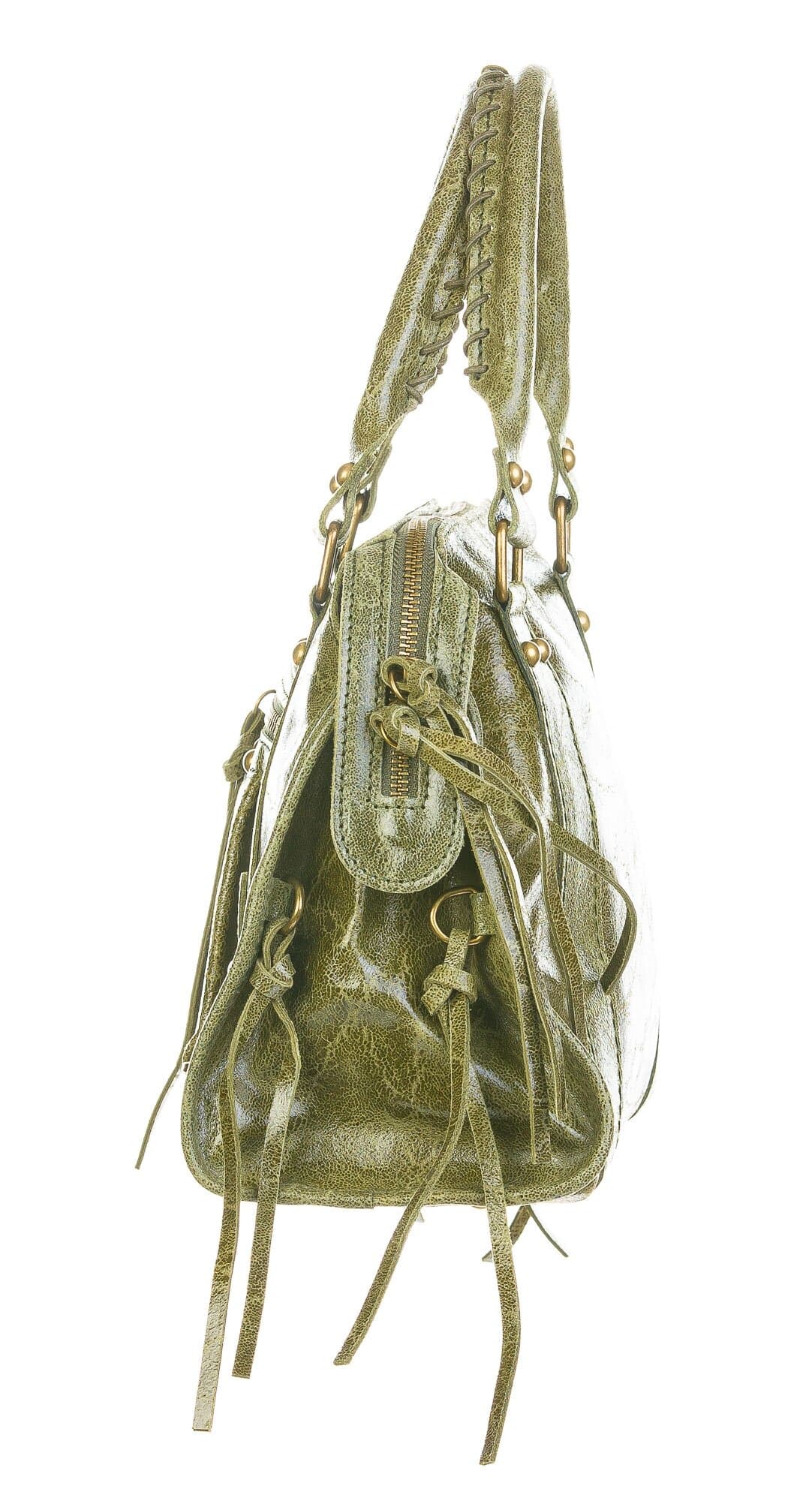 Borsa a tracolla da donna in vera pelle BELINDA MAXI, colore VERDE, CHIAROSCURO, Made in Italy