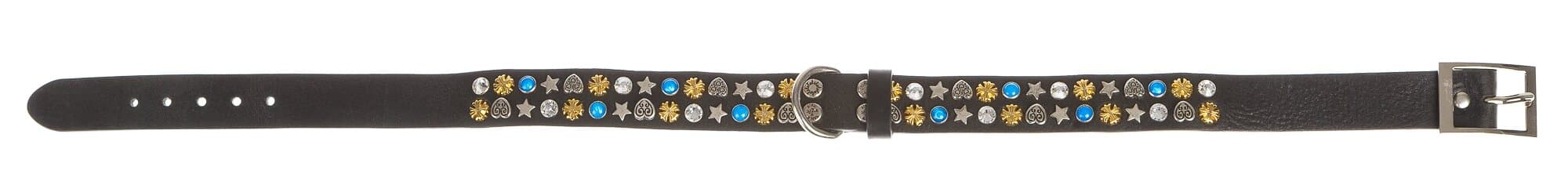 Collare per cani SPARKY in vera pelle, colore NERO, con borchie, CHIAROSCURO, Made in Italy