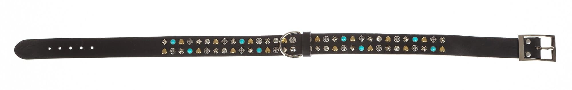 Collare per cani FELIX in vera pelle, colore NERO, con borchie, CHIAROSCURO, Made in Italy