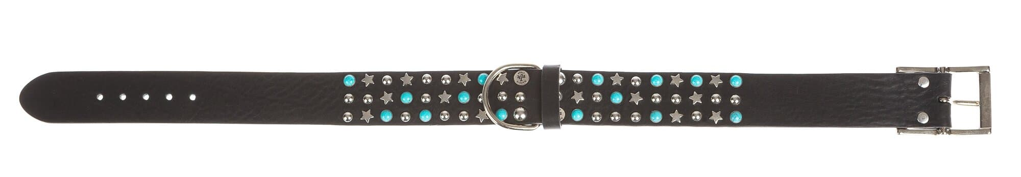 Collare per cani BOLT in vera pelle, colore NERO, con borchie, CHIAROSCURO, Made in Italy