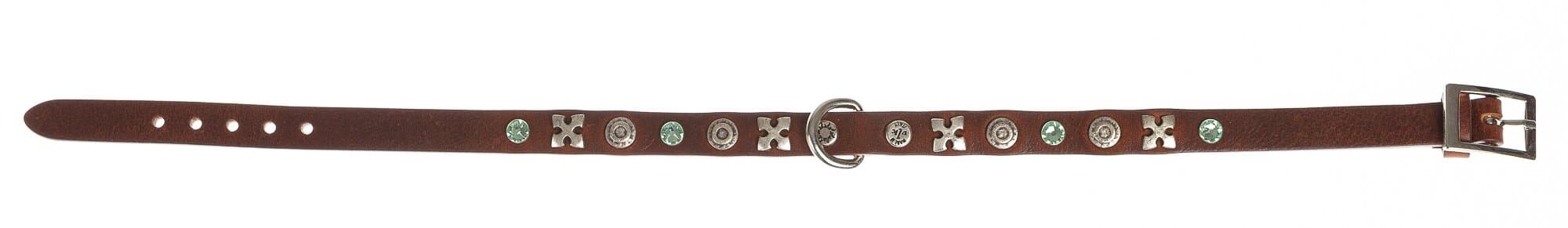 Collare per cani ZORRO in vera pelle, colore MARRONE, con borchie, CHIAROSCURO, Made in Italy