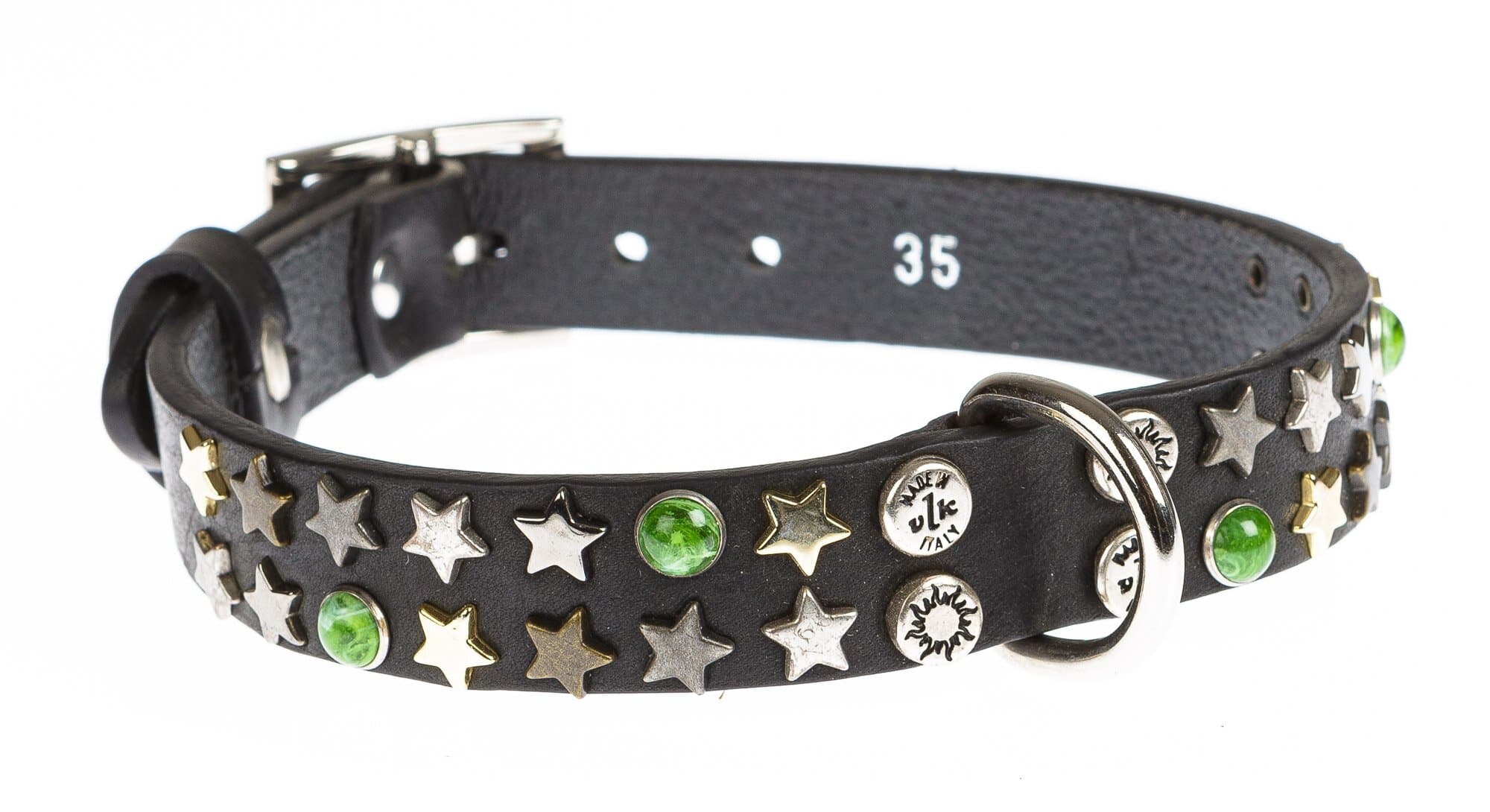 Collare per cani DEBBY in vera pelle, colore NERO, con borchie, CHIAROSCURO, Made in Italy