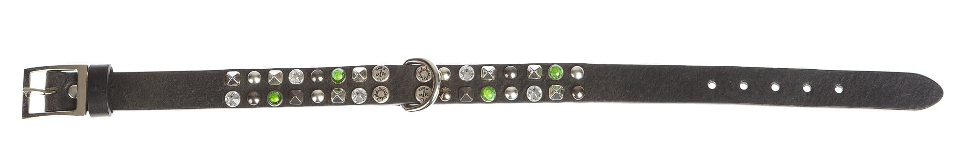 Collare per cani AXEL in vera pelle, colore NERO, con borchie, CHIAROSCURO, Made in Italy