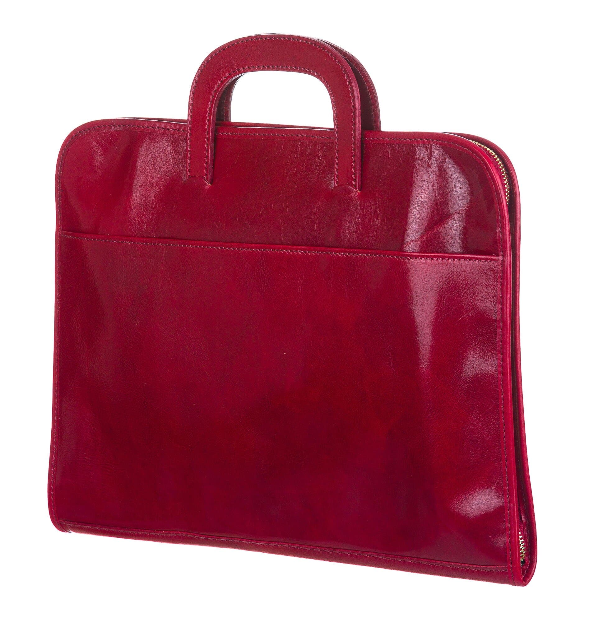 Cartella ufficio / lavoro in vera pelle CHIAROSCURO mod. ATTILIO, colore ROSSO, Made in Italy