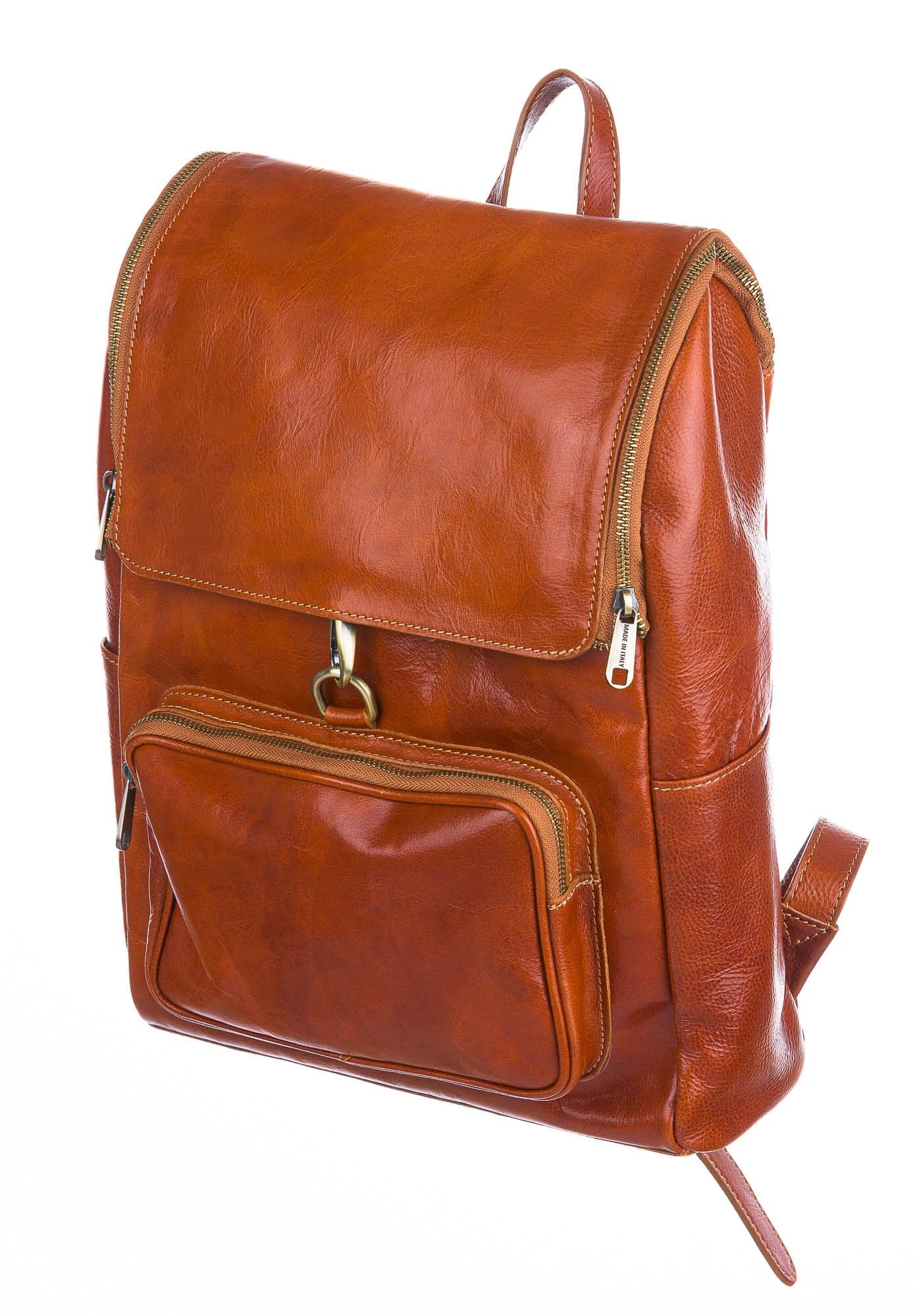 Borsa zaino in vera pelle CHIAROSCURO mod. MONTE EVEREST MAXI colore MIELE, Made in Italy