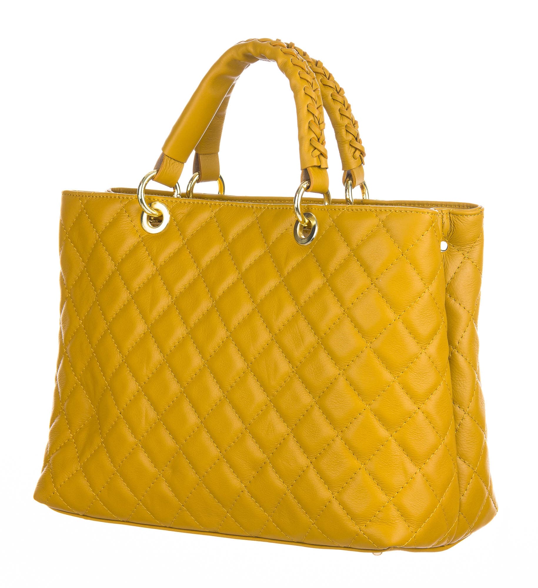 Borsa da donna in vera pelle CAMILLA MAXI, colore GIALLO, CHIAROSCURO, Made in Italy