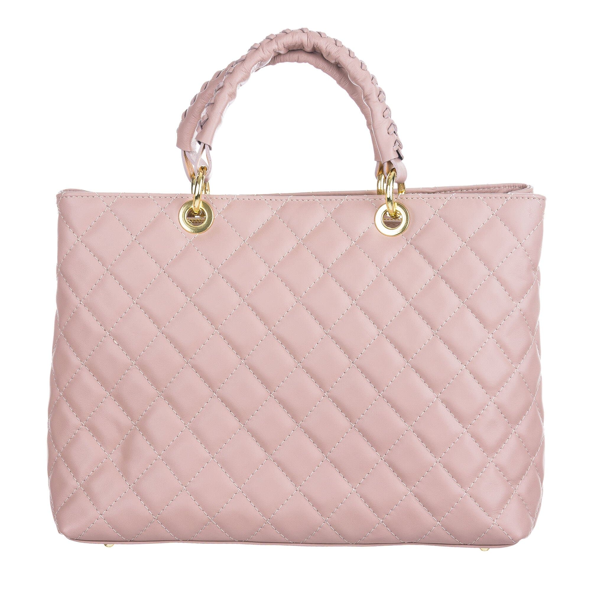 Borsa da donna in vera pelle CAMILLA MAXI, colore ROSA CIPRIA, CHIAROSCURO, Made in Italy