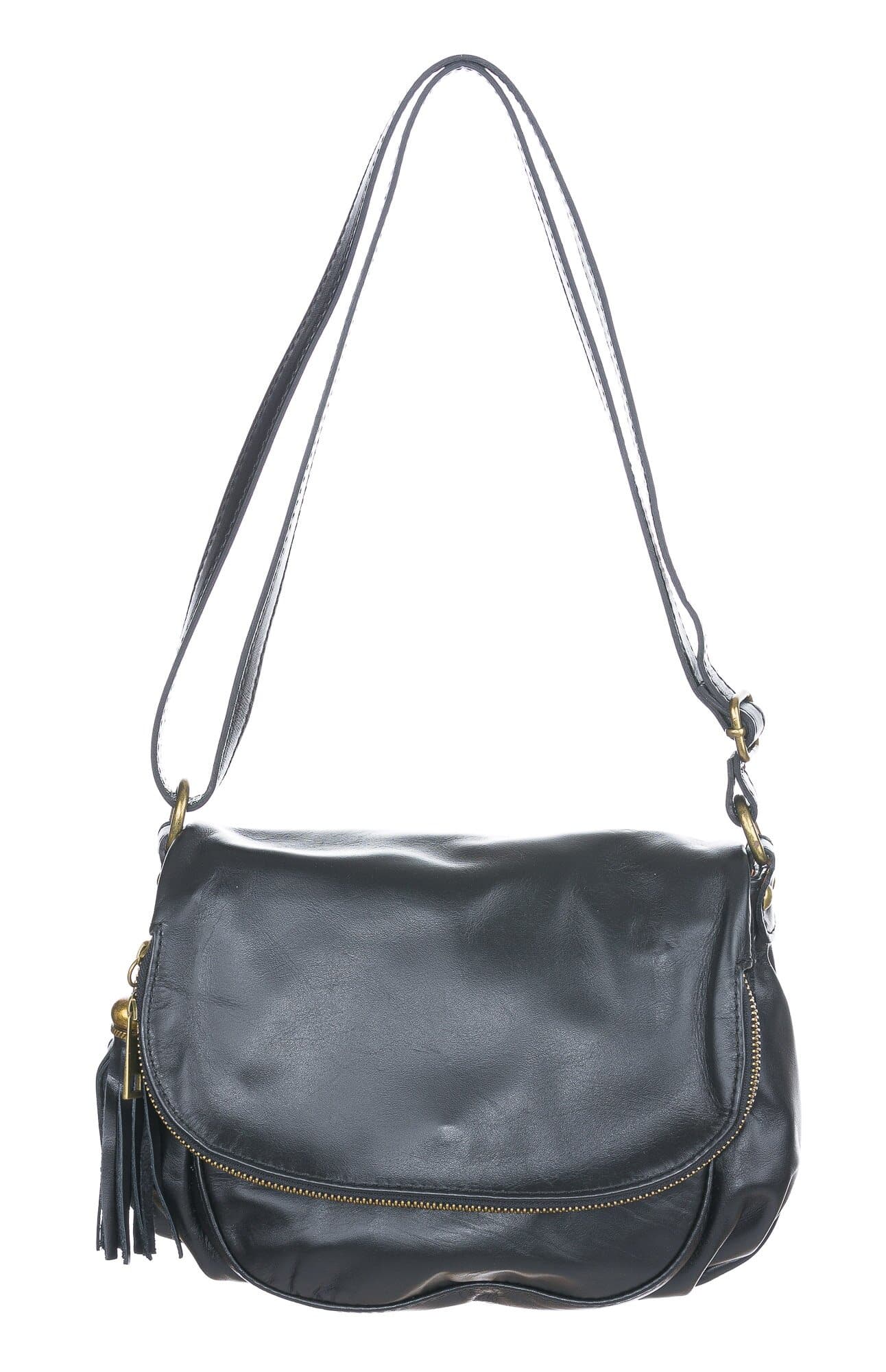 Borsa donna in vera pelle mod. ILARIA, colore NERO, CHIAROSCURO, Made in Italy