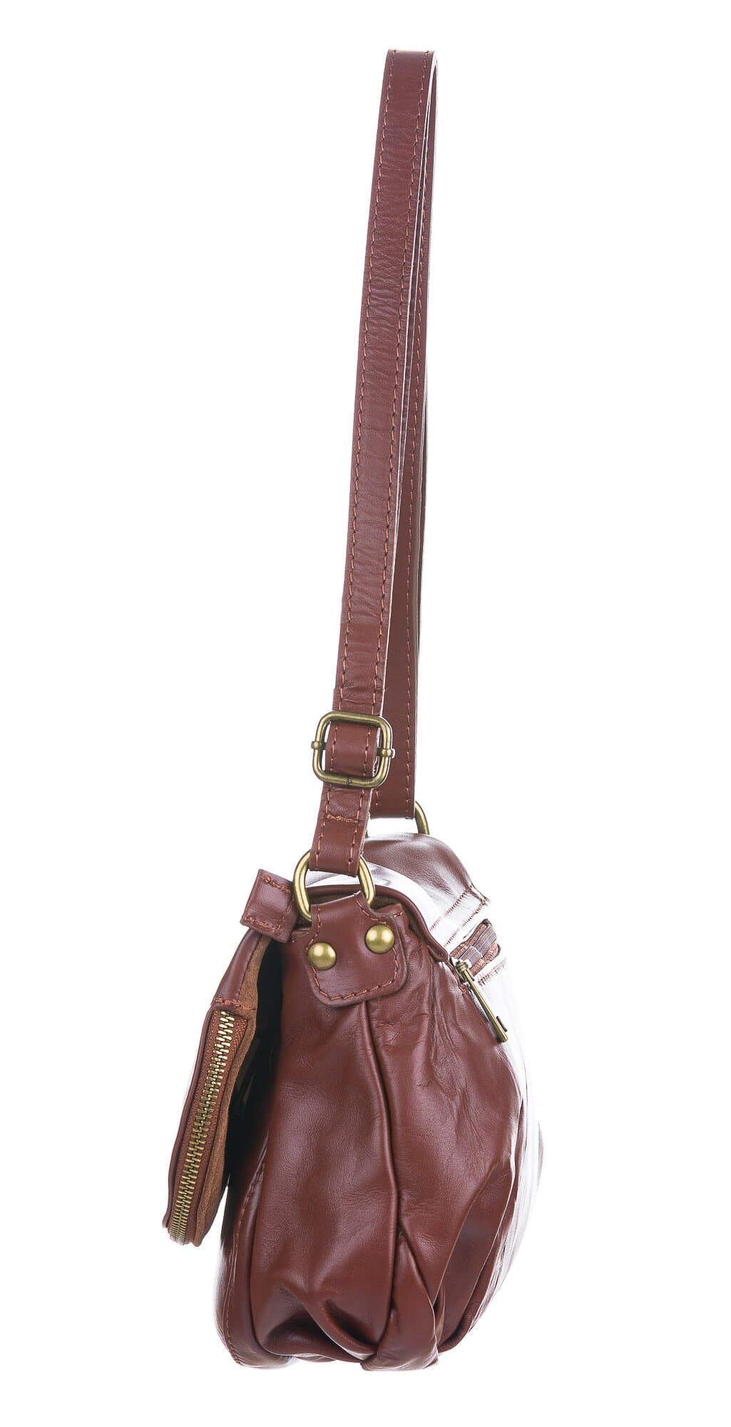 Borsa donna in vera pelle mod. ILARIA, colore MARRONE, CHIAROSCURO, Made in Italy