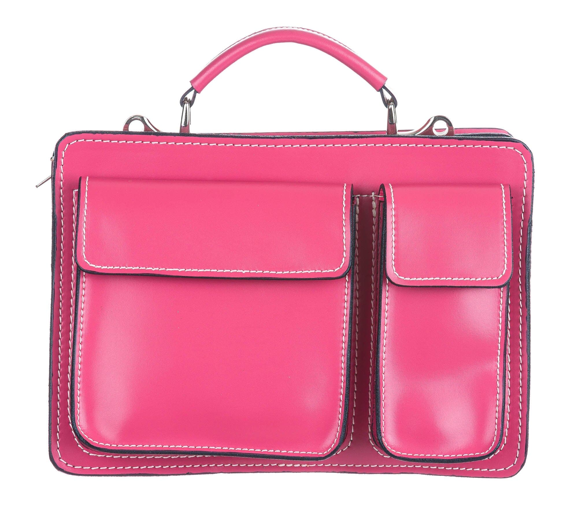 Borsa in vera pelle CHIAROSCURO mod. ALEX piccolo, colore ROSA, Made in Italy.Misura ideale per tablet di media dimensione/ agende di lavoro.