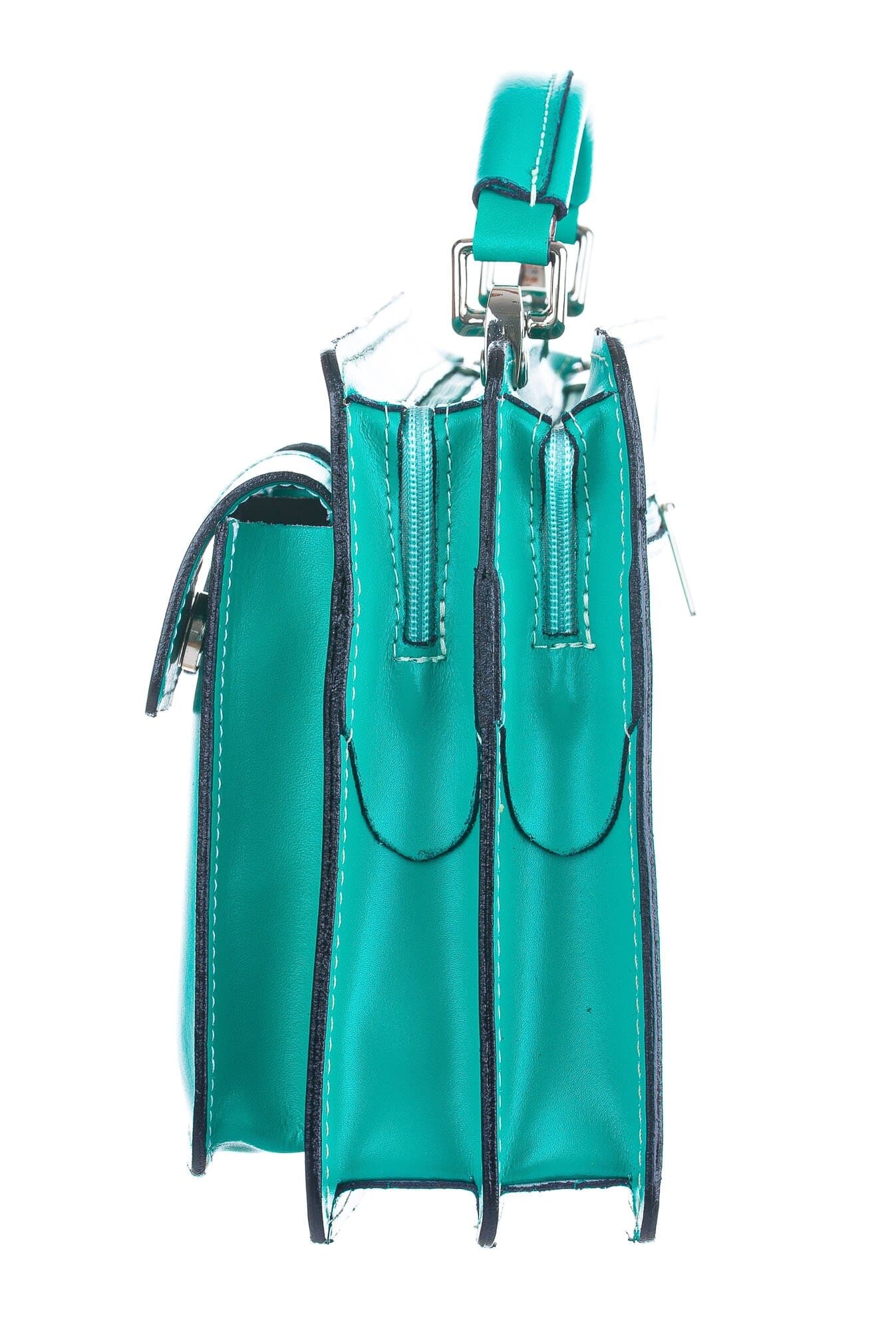 Borsa in vera pelle CHIAROSCURO mod. ALEX small, colore VERDE ACQUA, Made in Italy.Misura ideale per tablet di media dimensione/ agende di lavoro.