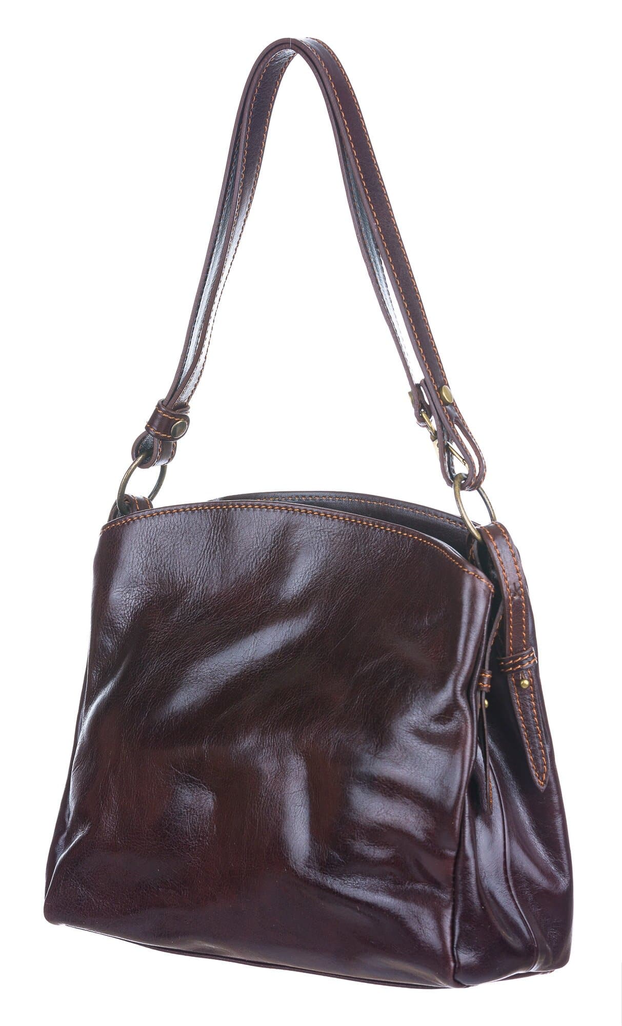 ORNELLA BIG : borsa donna a spalla in cuoio, colore : TESTA DI MORO, Made in Italy