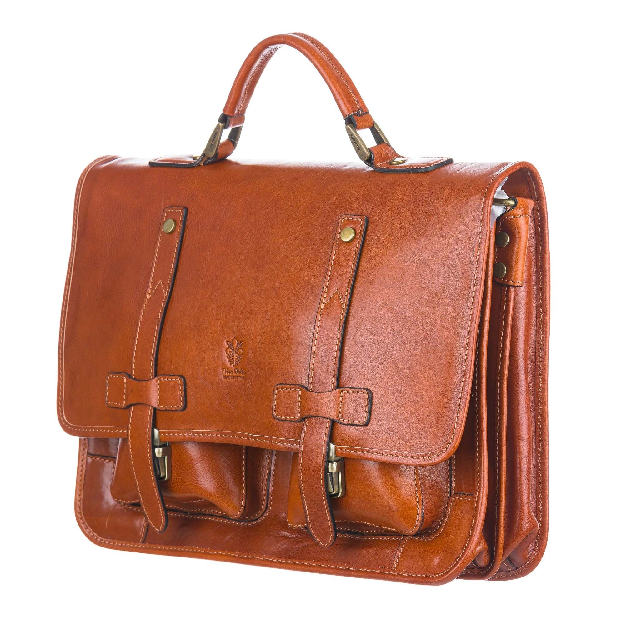 ERNESTO: cartella /borsa, zaino ufficio unisex, in cuoio, colore: MIELE, Made in Italy