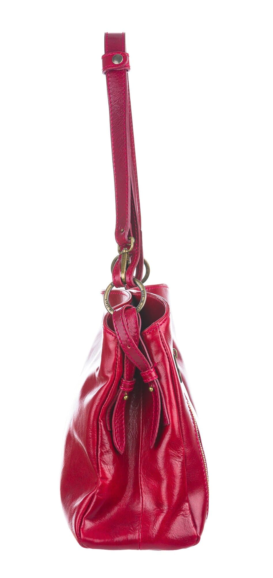 ORNELLA BIG : borsa donna a spalla in cuoio, colore : ROSSO, Made in Italy