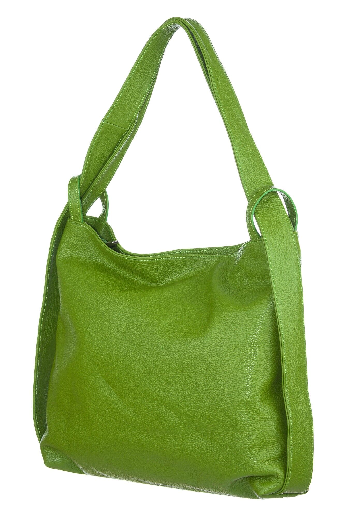 OLIVIA : borsa / zaino, pelle morbida, colore : VERDE CHIARO, Made in Italy