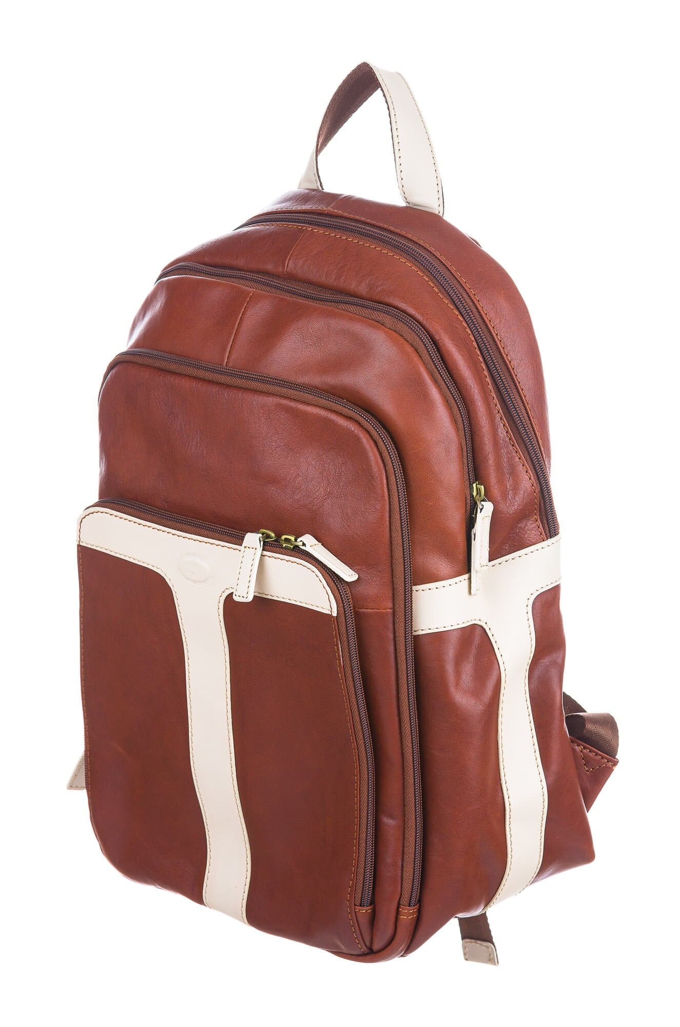 MONTE CERETO: borsa zaino uomo / donna, colore: MARRONE / BEIGE, SANTINI, Made in Italy