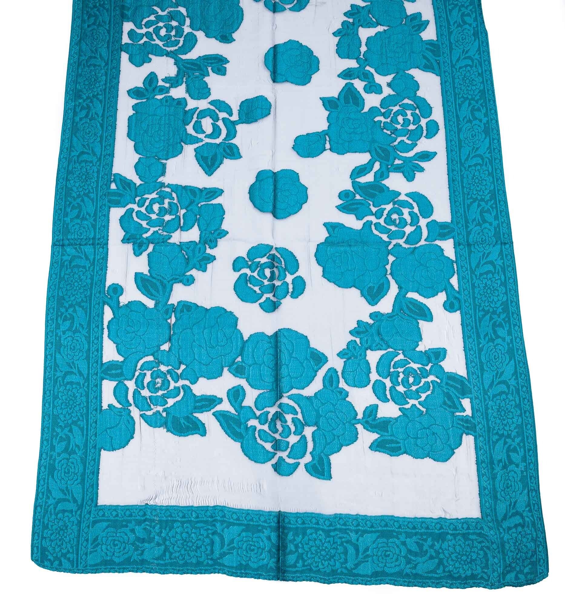 Foulard da donna CILIEGIO, design a fiori, colore TURCHESE, EMPORIUM ITALY