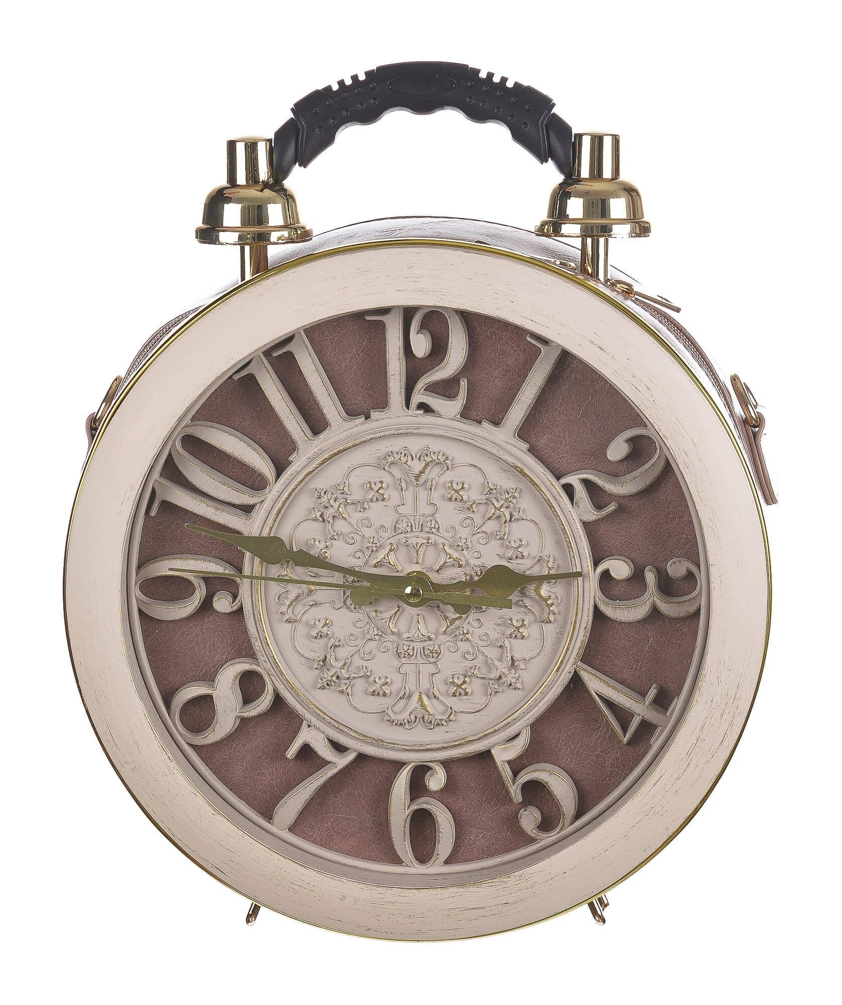 Borsa Ben Big Numbers con orologio funzionante con tracolla, Cosplay Steampunk, ecopelle, colore rosa, ARIANNA DINI DESIGN