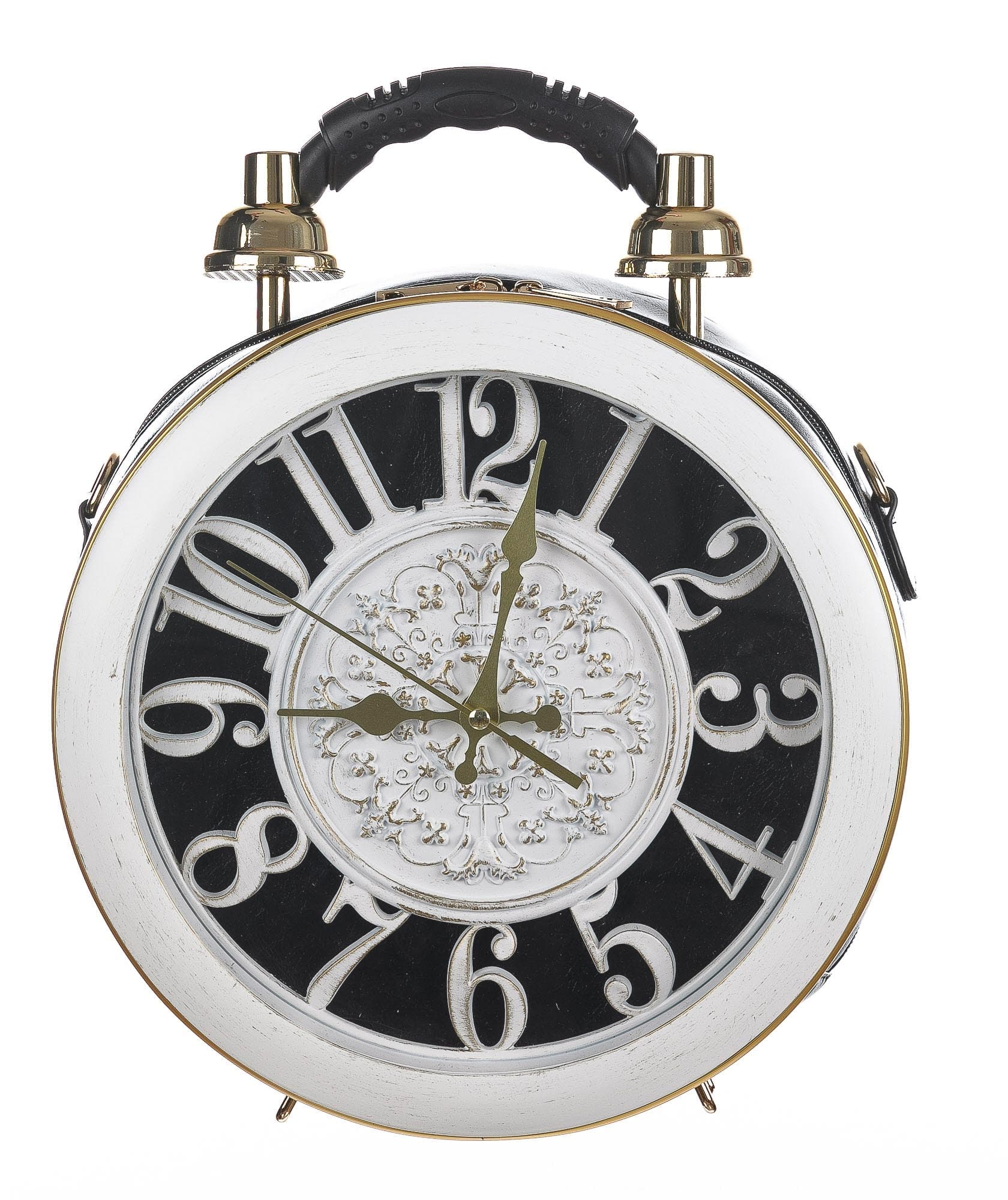 Borsa Ben Big Numbers con orologio funzionante con tracolla, Cosplay Steampunk, ecopelle, colore nero/bianco, ARIANNA DINI DESIGN