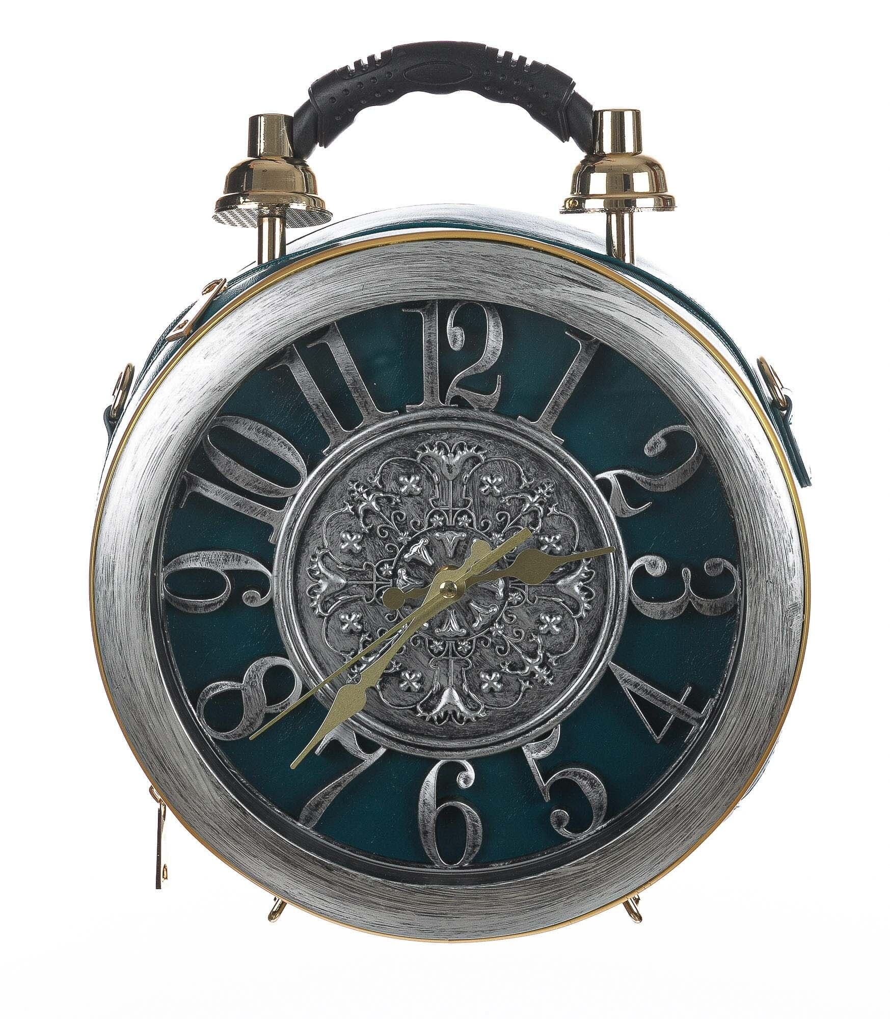 Borsa Ben Numbers con orologio funzionante con tracolla, in Stile Steampunk, ecopelle, colore verde turchese, ARIANNA DINI DESIGN