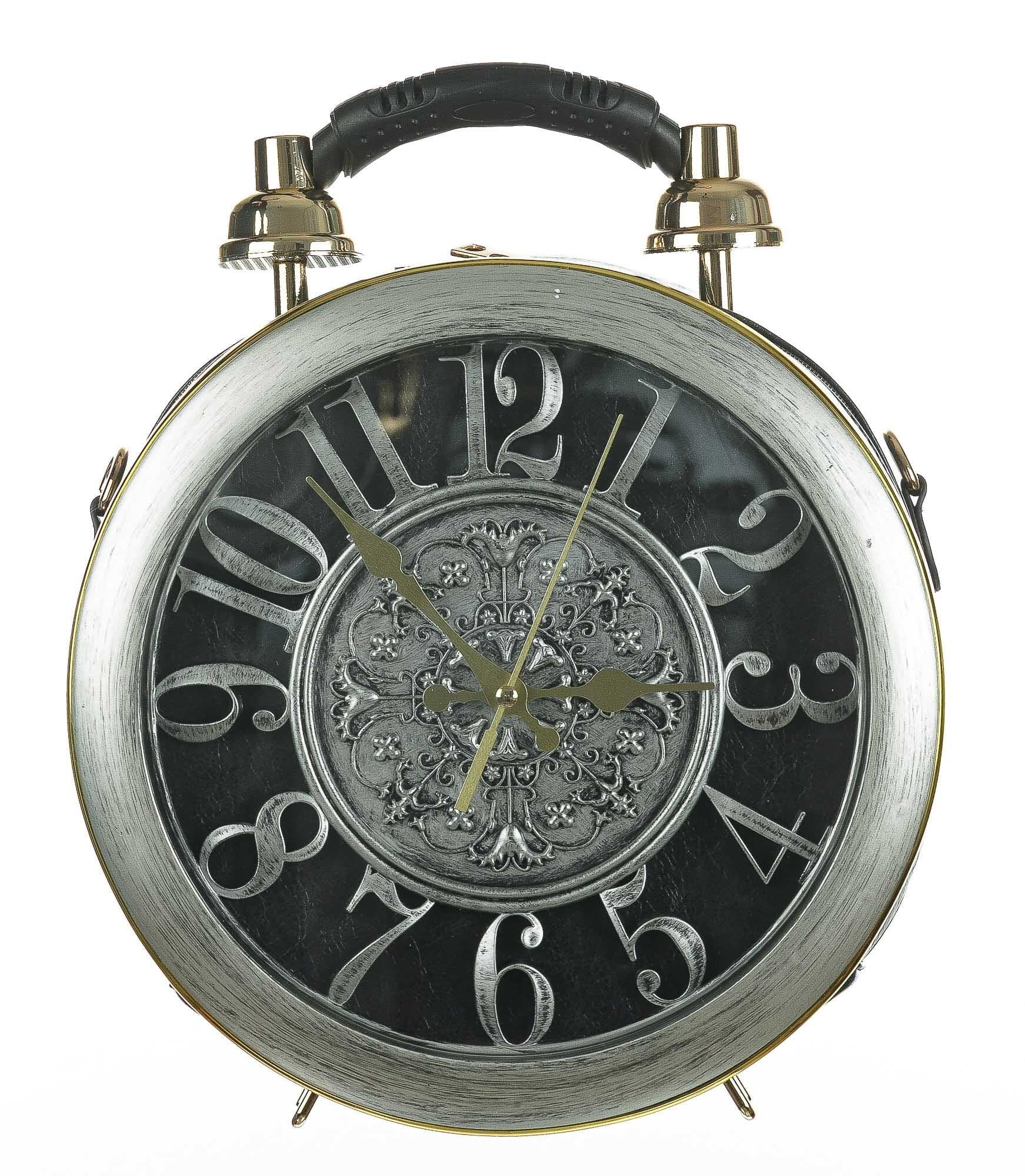 Borsa Ben Big Numbers con orologio funzionante con tracolla, Cosplay Steampunk, ecopelle, colore grigio, ARIANNA DINI DESIGN