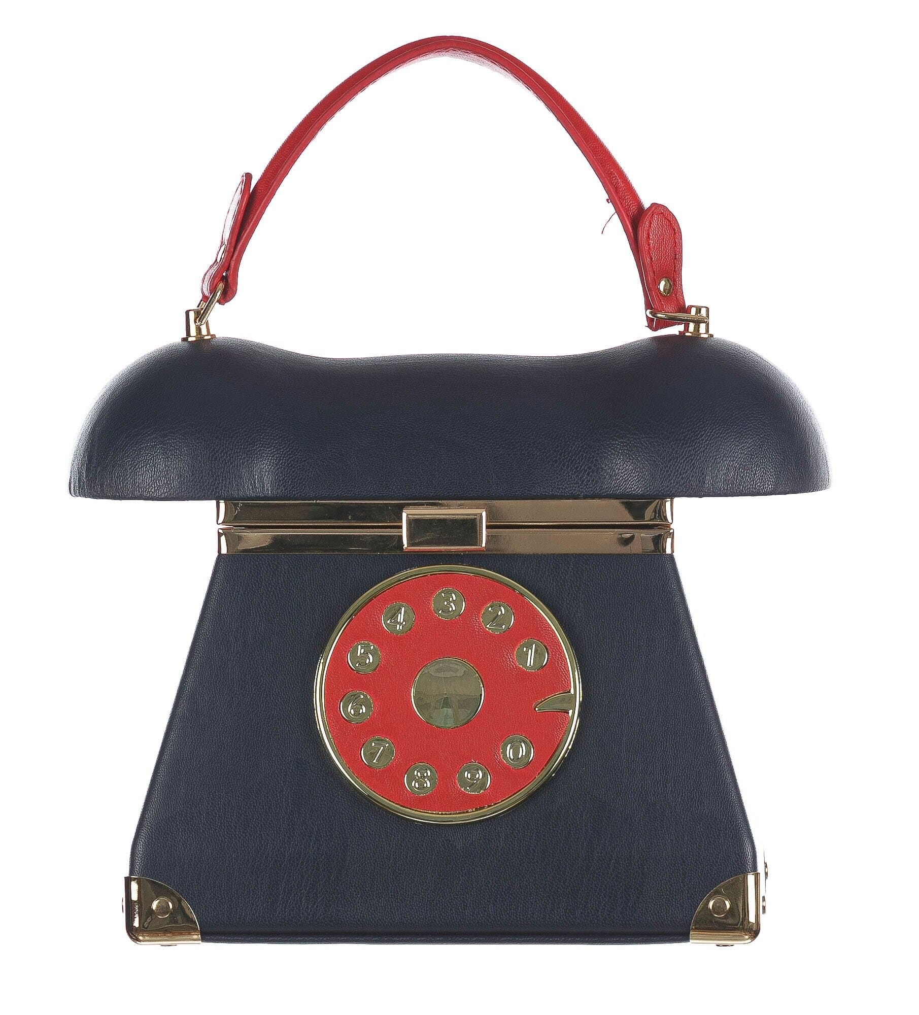 Borsa Telephone Penelope con tracolla, in Stile Steampunk, ecopelle, colore blu, ARIANNA DINI DESIGN