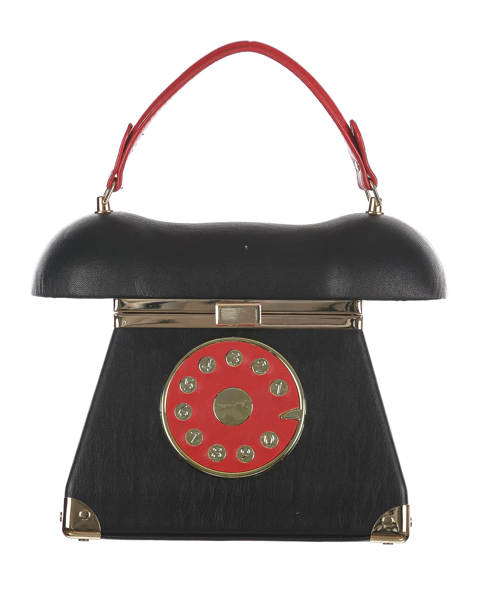 Borsa Telephone Penelope con tracolla, in Stile Steampunk, ecopelle, colore nero, ARIANNA DINI DESIGN
