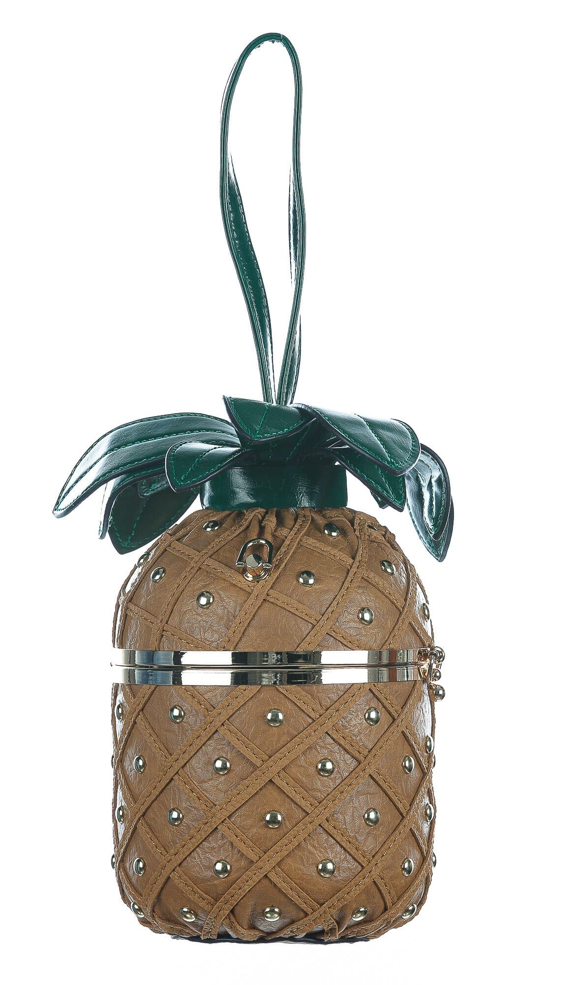 Borsa Ananas Demetra con tracolla, Cosplay Steampunk, ecopelle, colore miele, ARIANNA DINI DESIGN