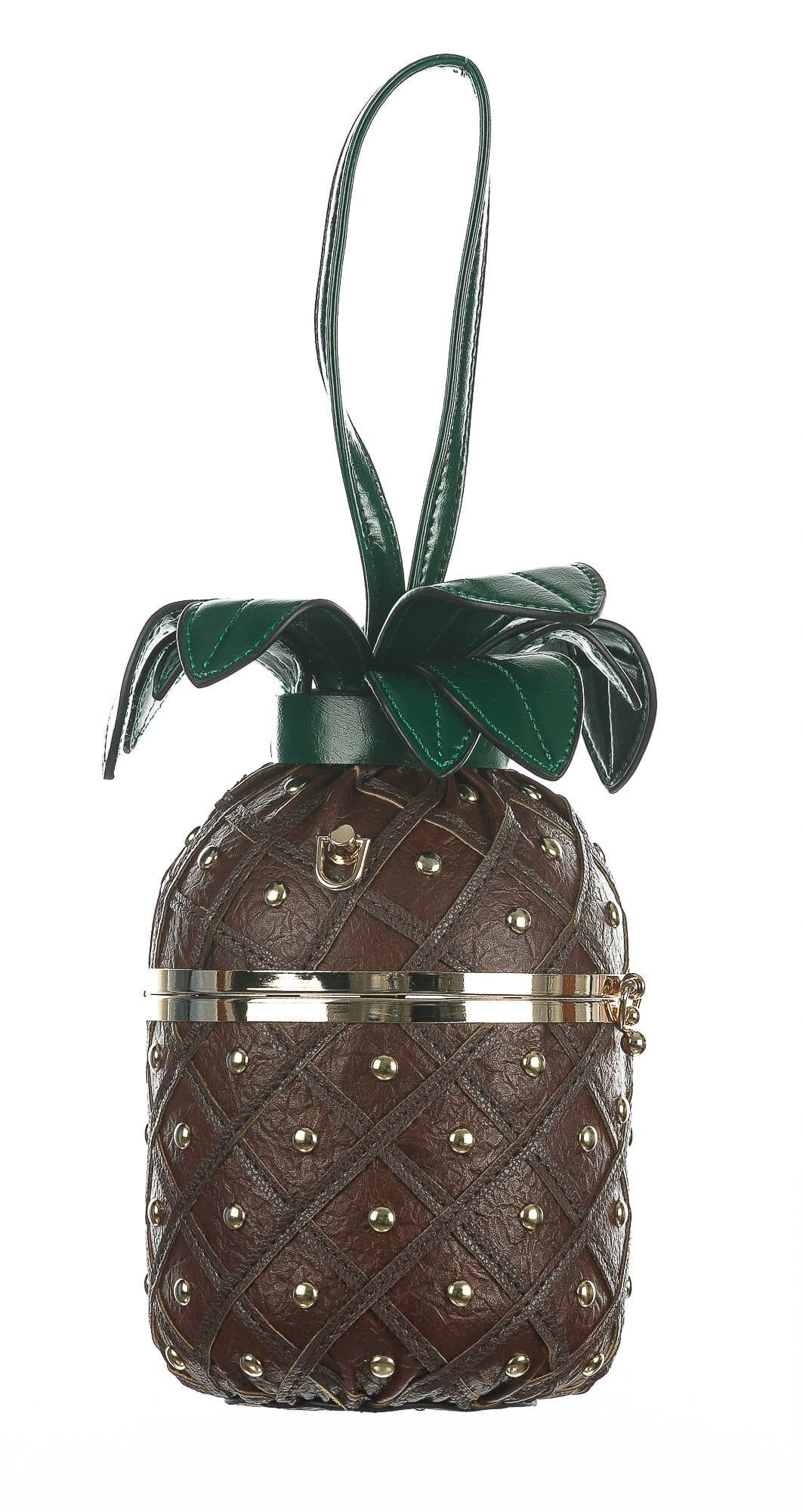 Borsa Ananas Demetra con tracolla, Cosplay Steampunk, ecopelle, colore marrone, ARIANNA DINI DESIGN