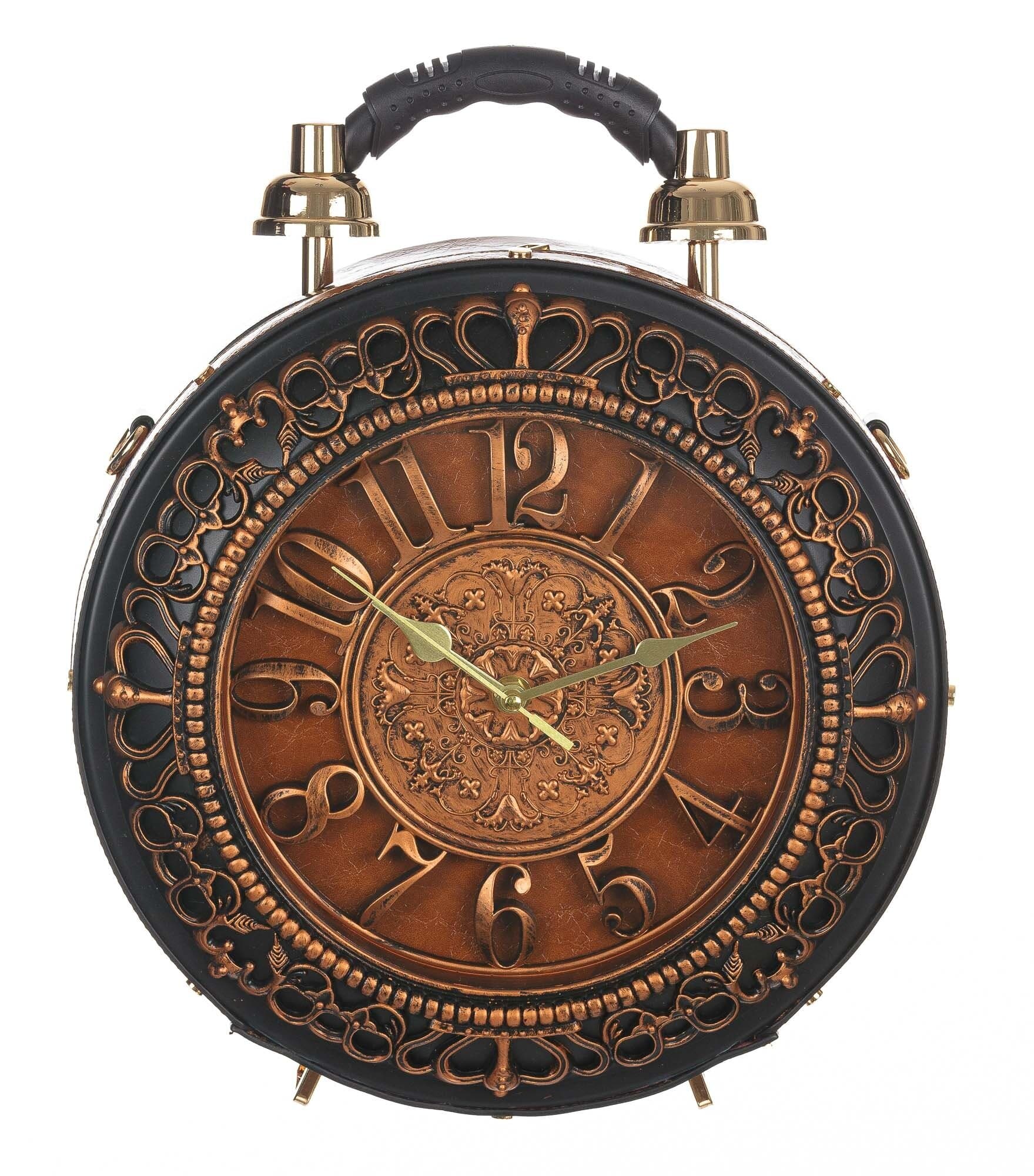 Borsa Royal Clock con orologio funzionante con tracolla, Cosplay Steampunk, ecopelle, colore marrone, ARIANNA DINI DESIGN