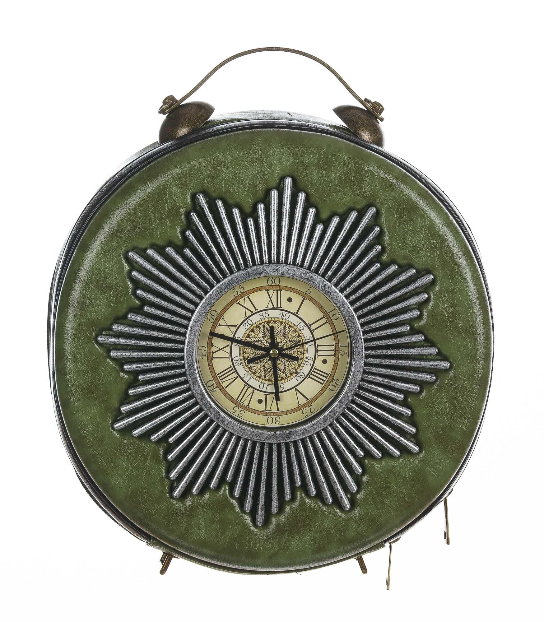 Borsa Virginia Clock con orologio funzionante con tracolla, Cosplay Steampunk, ecopelle, colore verde, ARIANNA DINI DESIGN